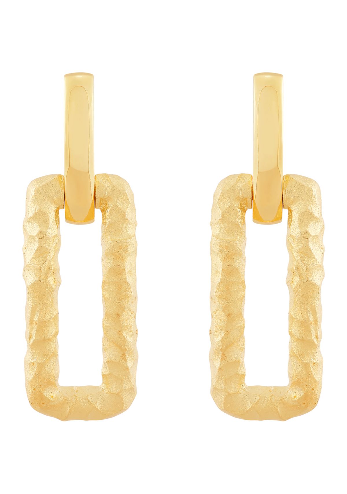 Spatial Rectangular Dangling Earrings in 10K Yellow Gold
