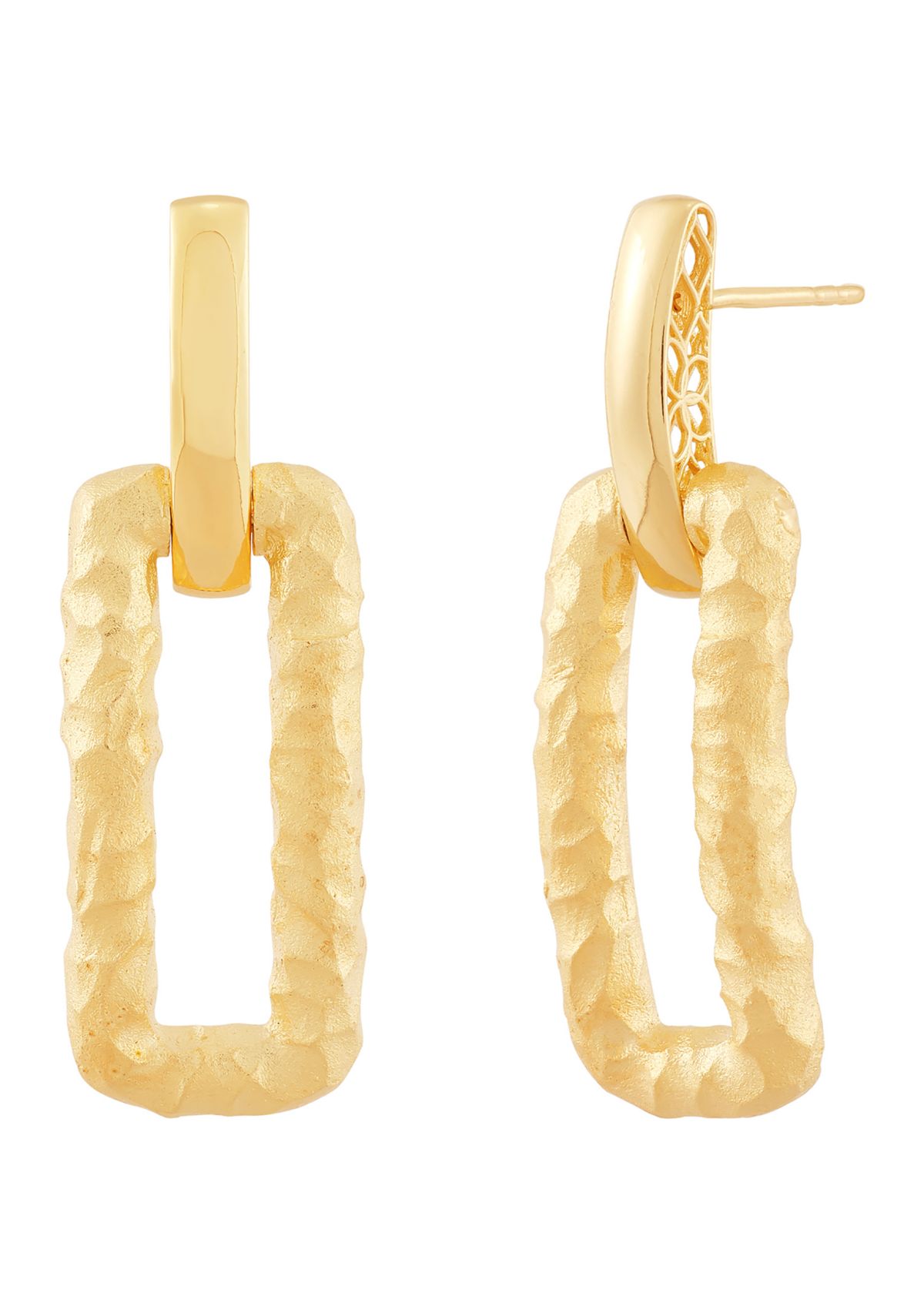 Spatial Rectangular Dangling Earrings in 10K Yellow Gold