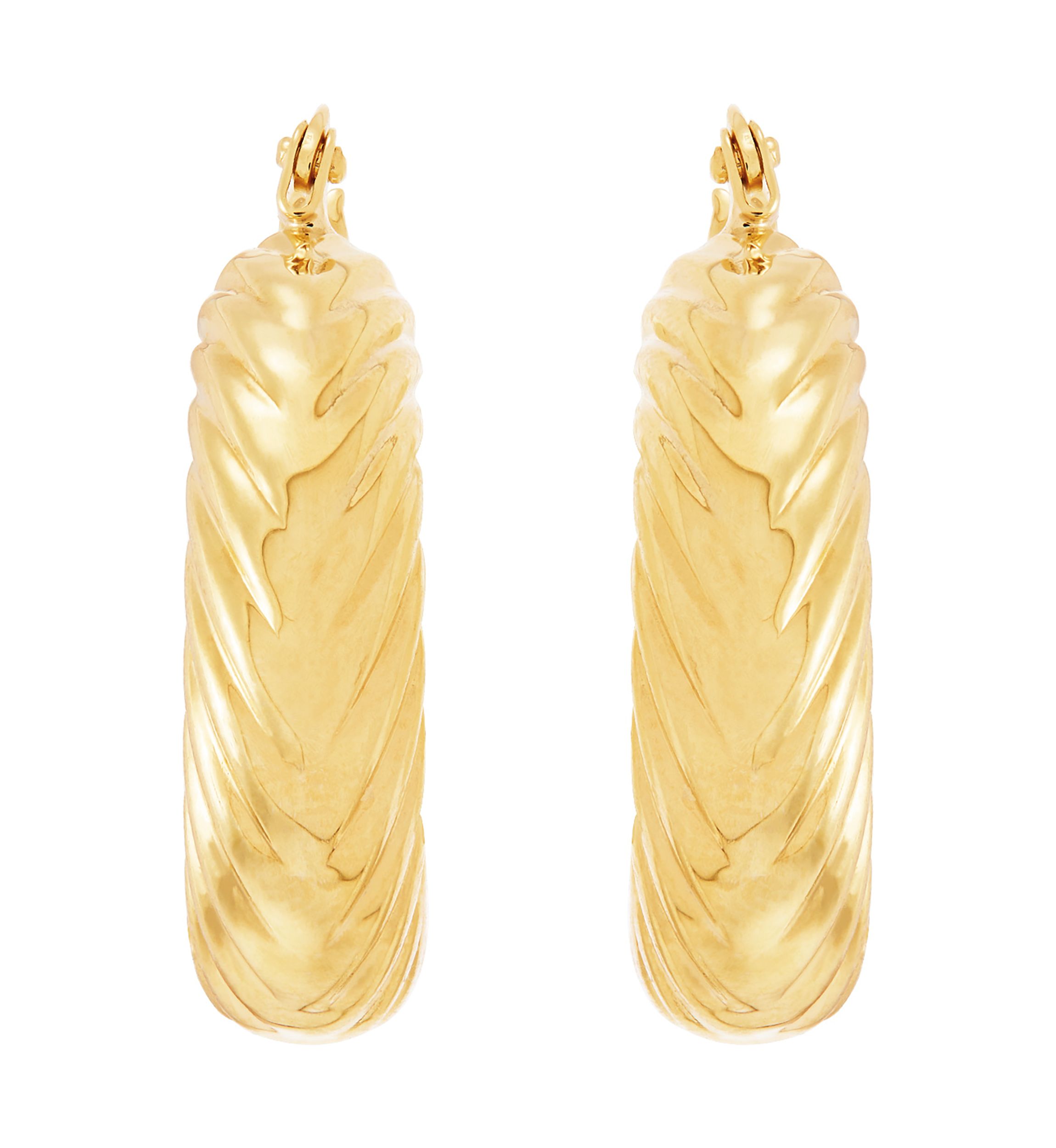 Chunky Shrimp Design Hoop Earrings in 10K Yellow Gold