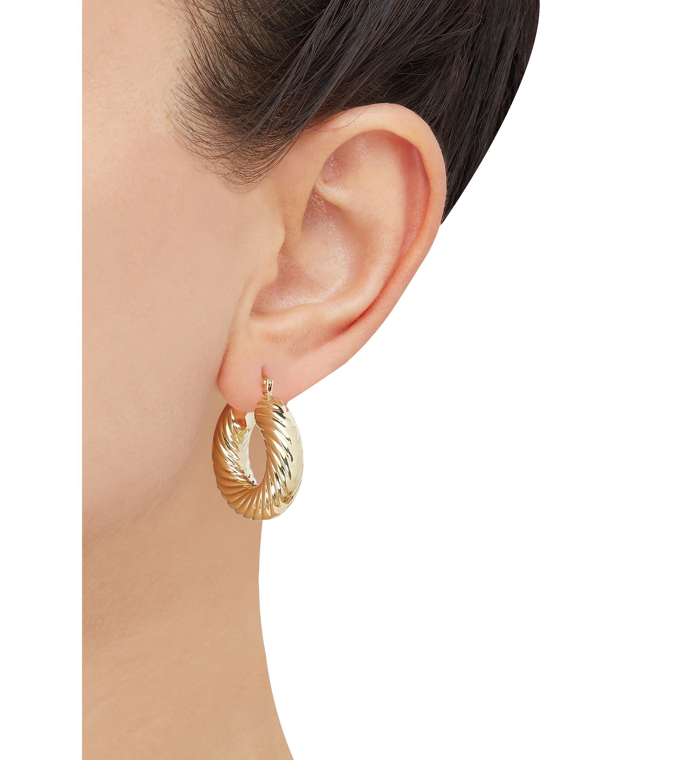 Chunky Shrimp Design Hoop Earrings in 10K Yellow Gold