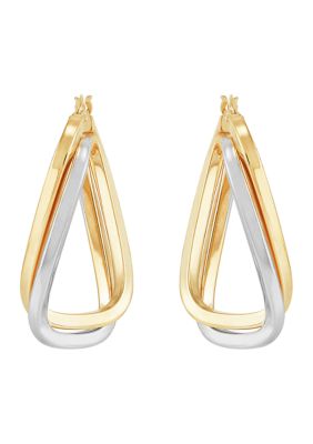 Belk & Co Double Rows Twist Hoop Earrings in 10K Yellow and White Gold