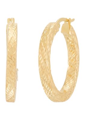 Belk & Co Round Square Tubing Hoop Earrings in 10K Yellow Gold
