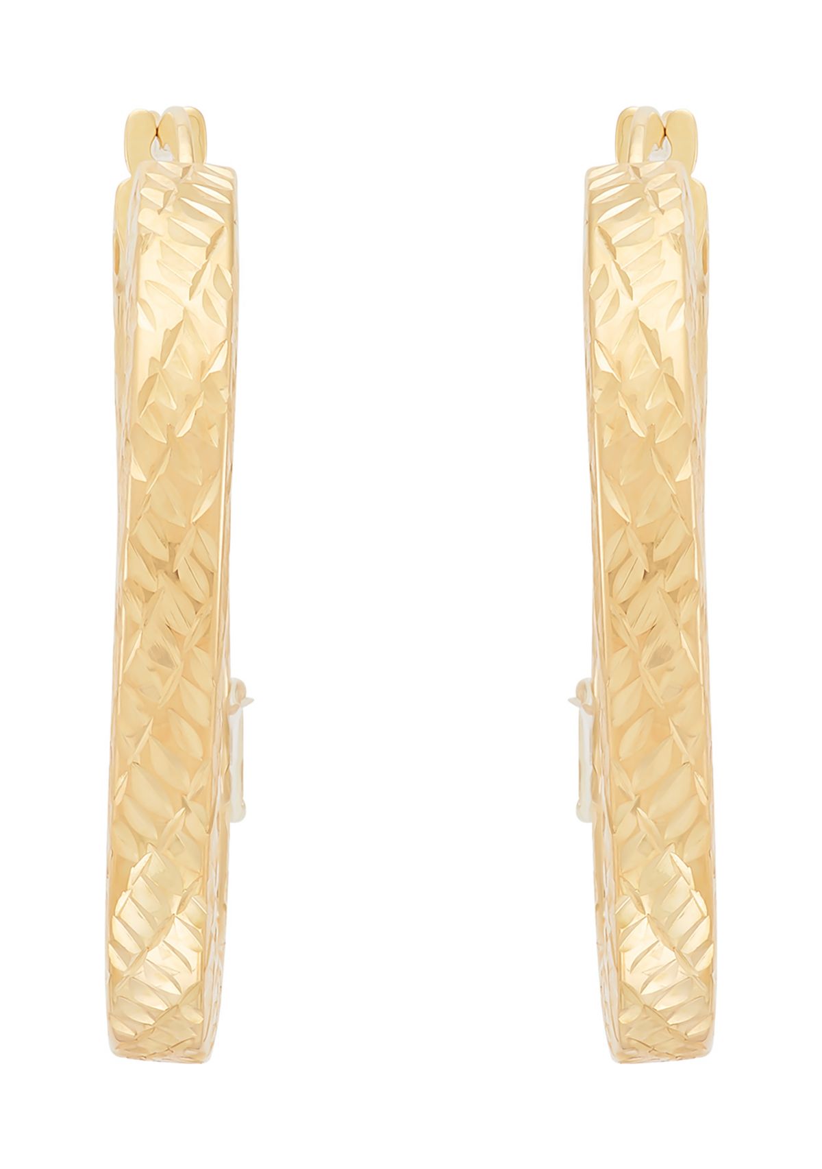 Round Square Tubing Hoop Earrings in 10K Yellow Gold