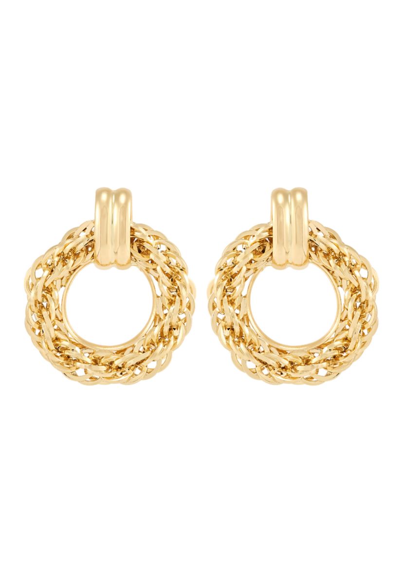 Infinity Chain Doorknocker Earrings in 10K Yellow Gold