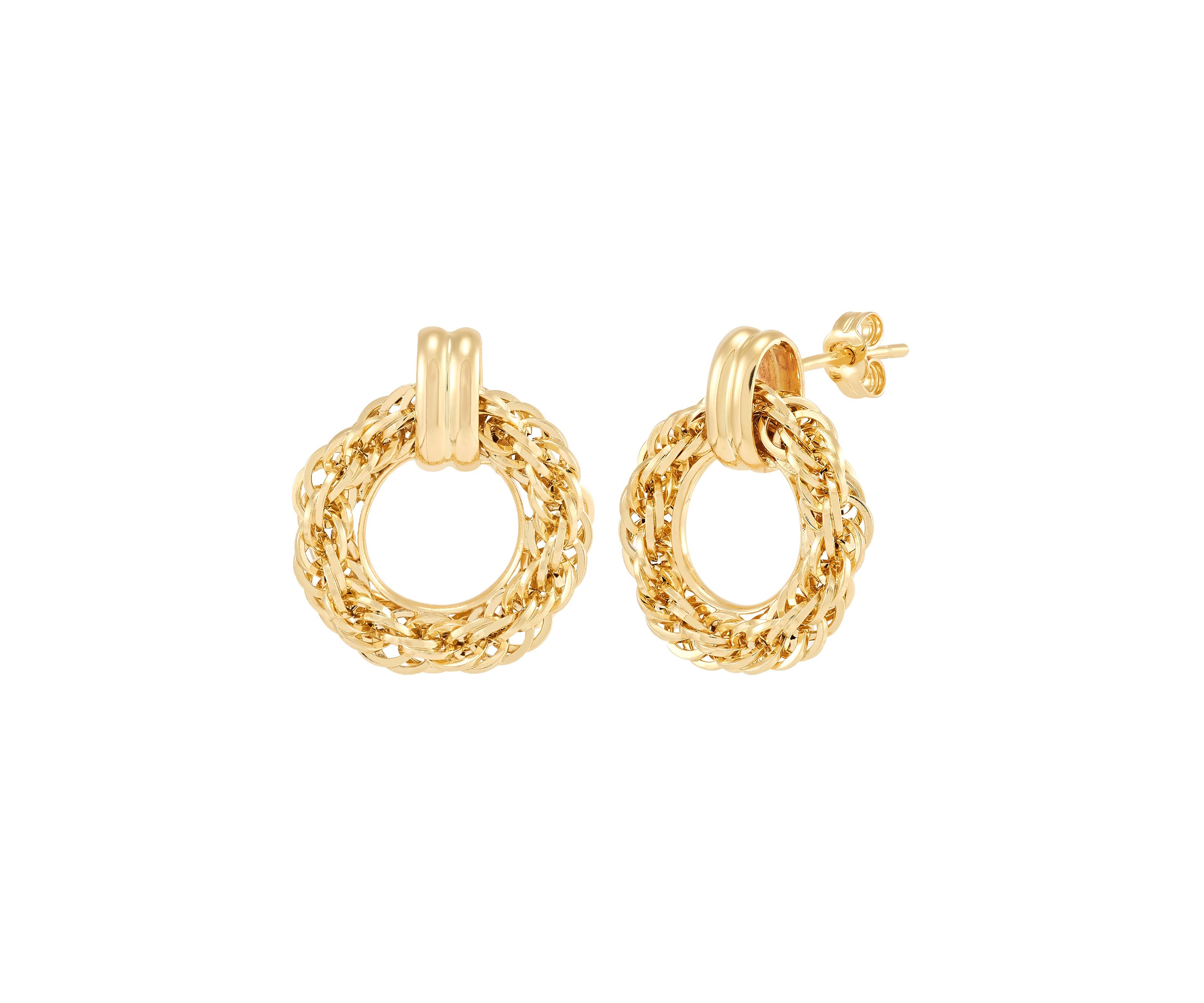 Infinity Chain Doorknocker Earrings in 10K Yellow Gold