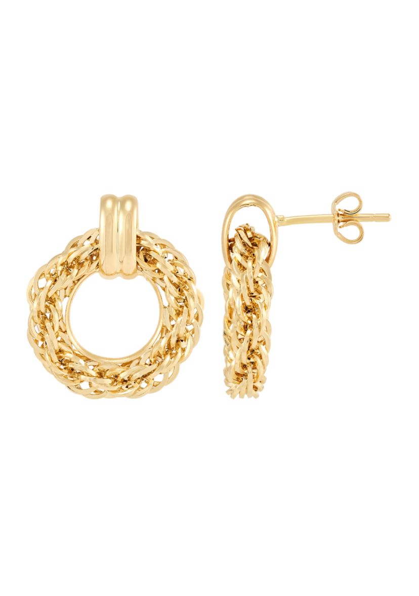 Infinity Chain Doorknocker Earrings in 10K Yellow Gold
