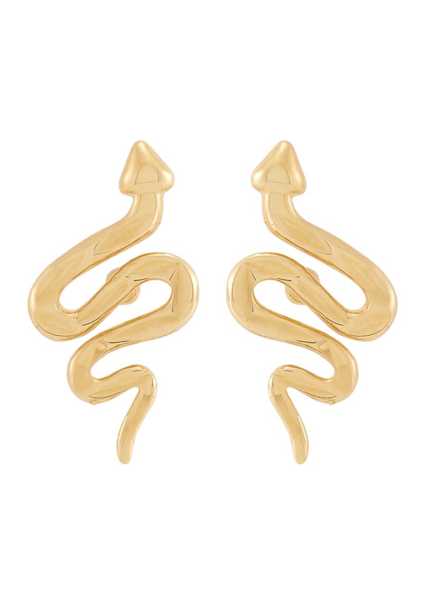 Snake Studs Earrings in 10K Yellow Gold