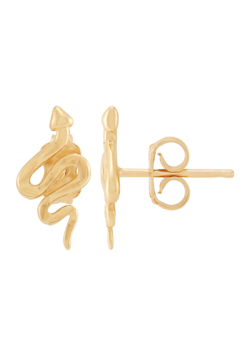 Snake Studs Earrings in 10K Yellow Gold