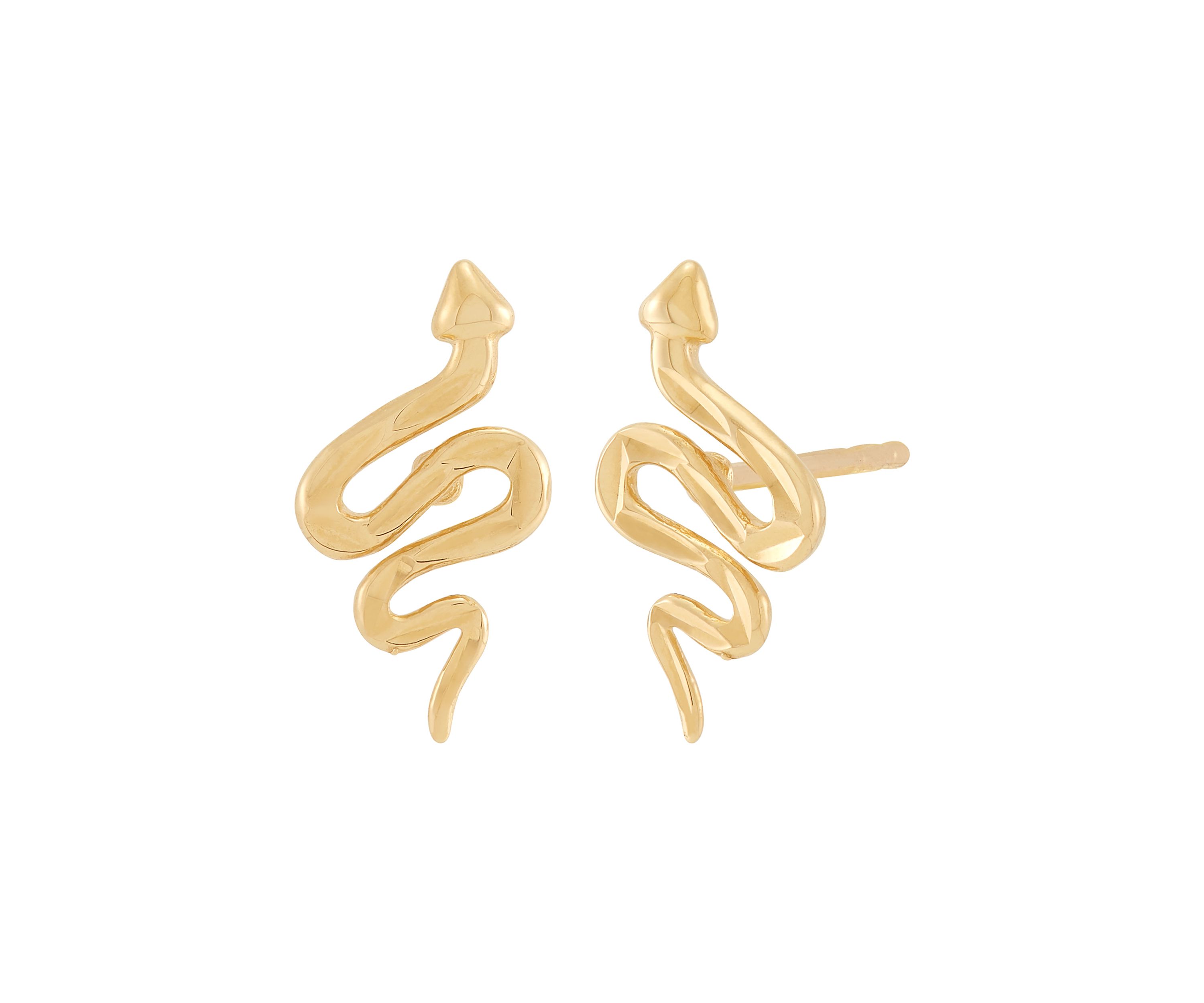 Snake Studs Earrings in 10K Yellow Gold