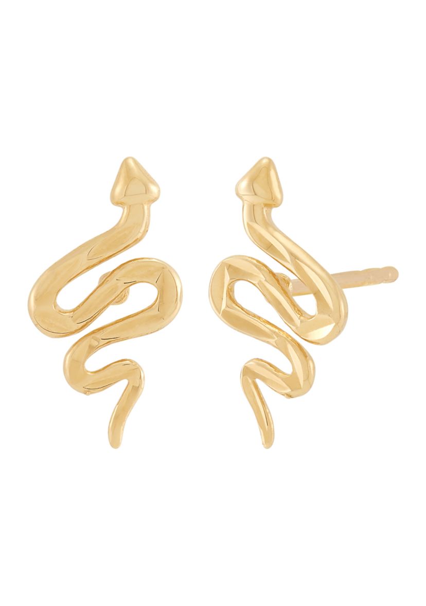 Snake Studs Earrings in 10K Yellow Gold