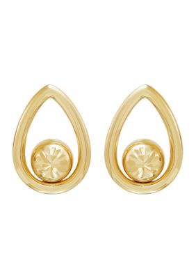 Belk & Co Center Beads Teardrop Earrings in 10K Yellow Gold