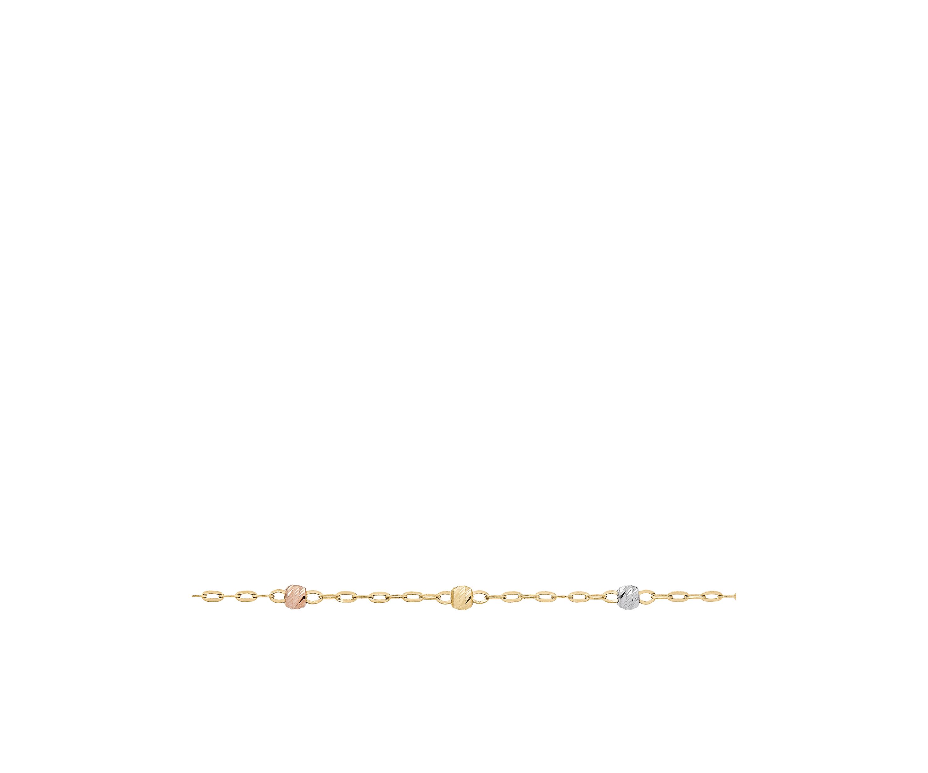 Cross Bead Chain Necklace in 10k Tri-Tone