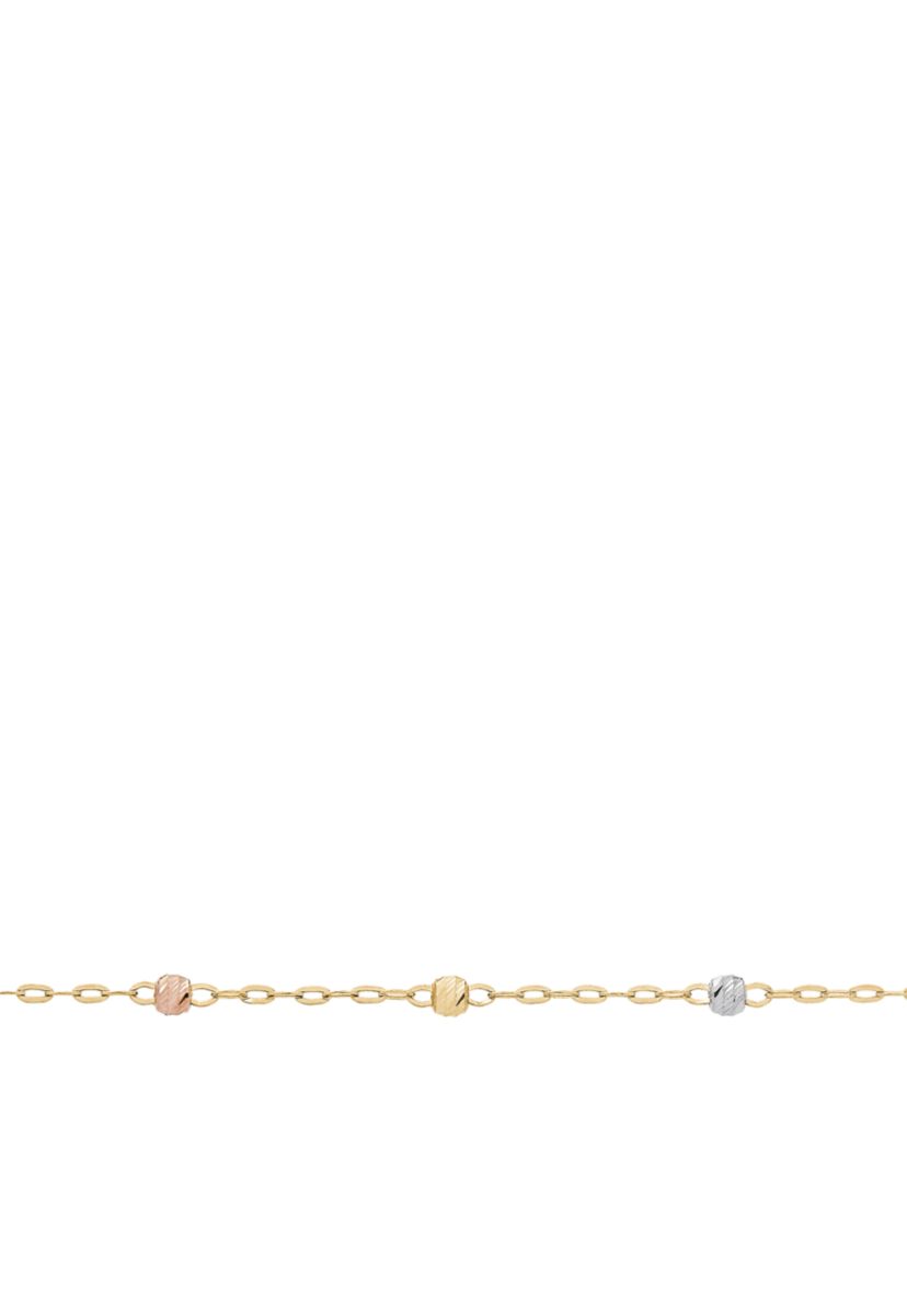 Cross Bead Chain Necklace in 10k Tri-Tone