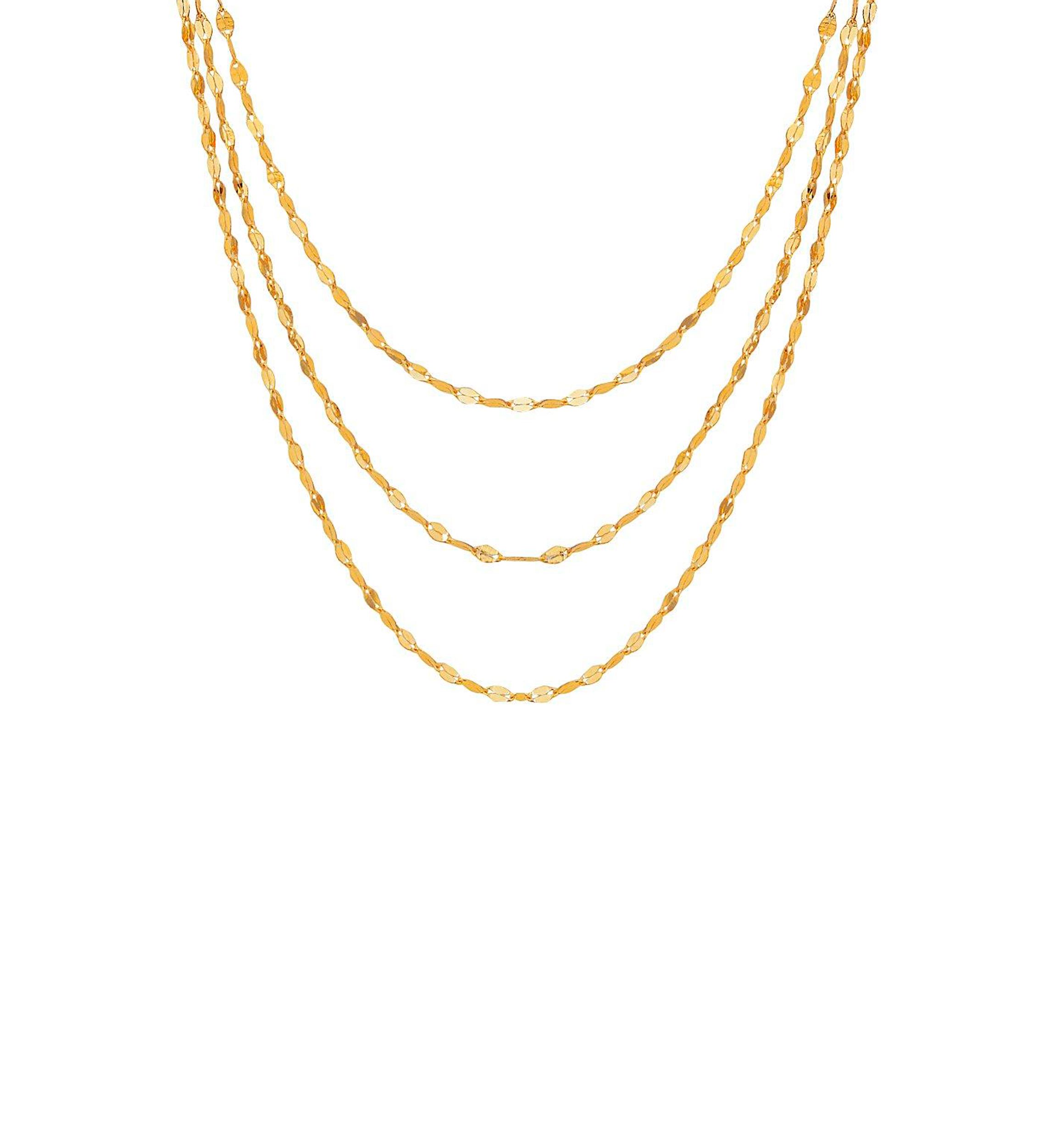 10KY Gold Triple Multi Strand Necklace