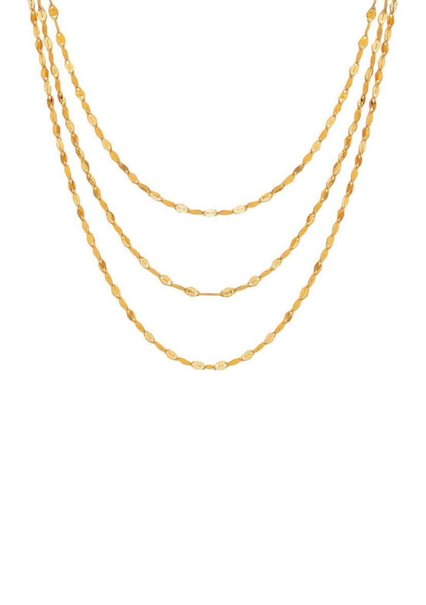 10KY Gold Triple Multi Strand Necklace