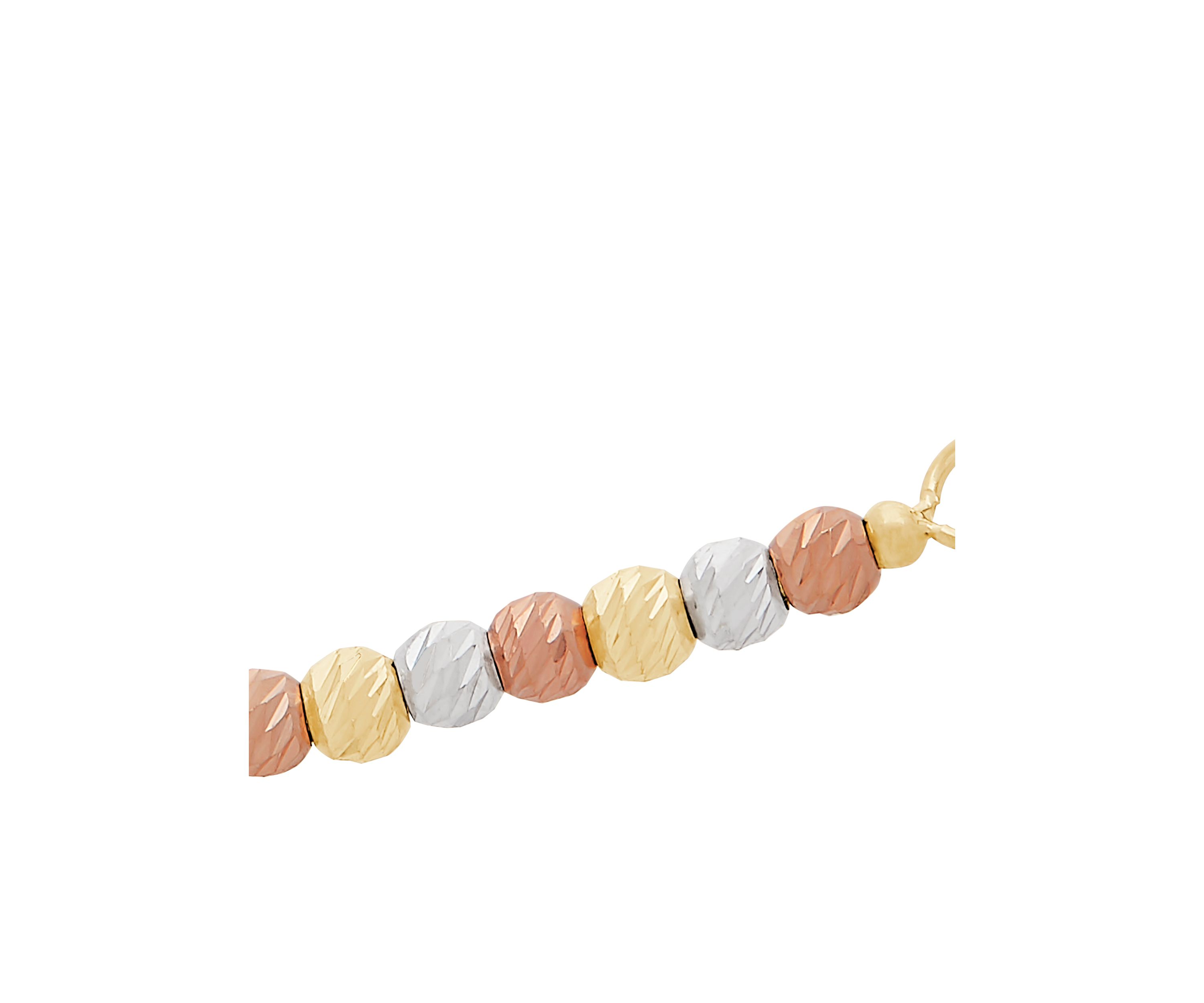 Beaded Bar Necklace Chain in 10k Tri-Color