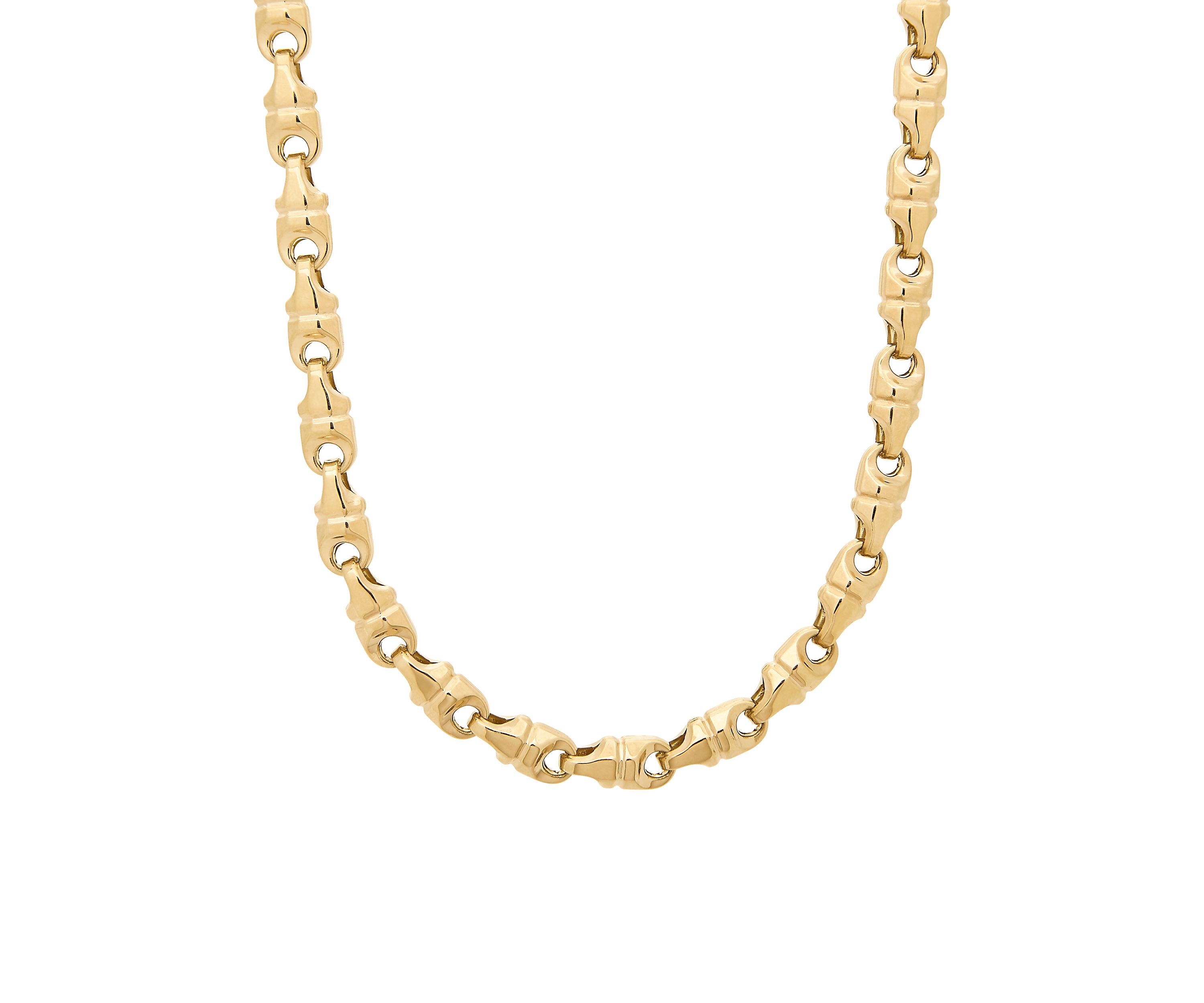 Mens Diamond Cut Link Chain Necklace in 10k Yellow Gold