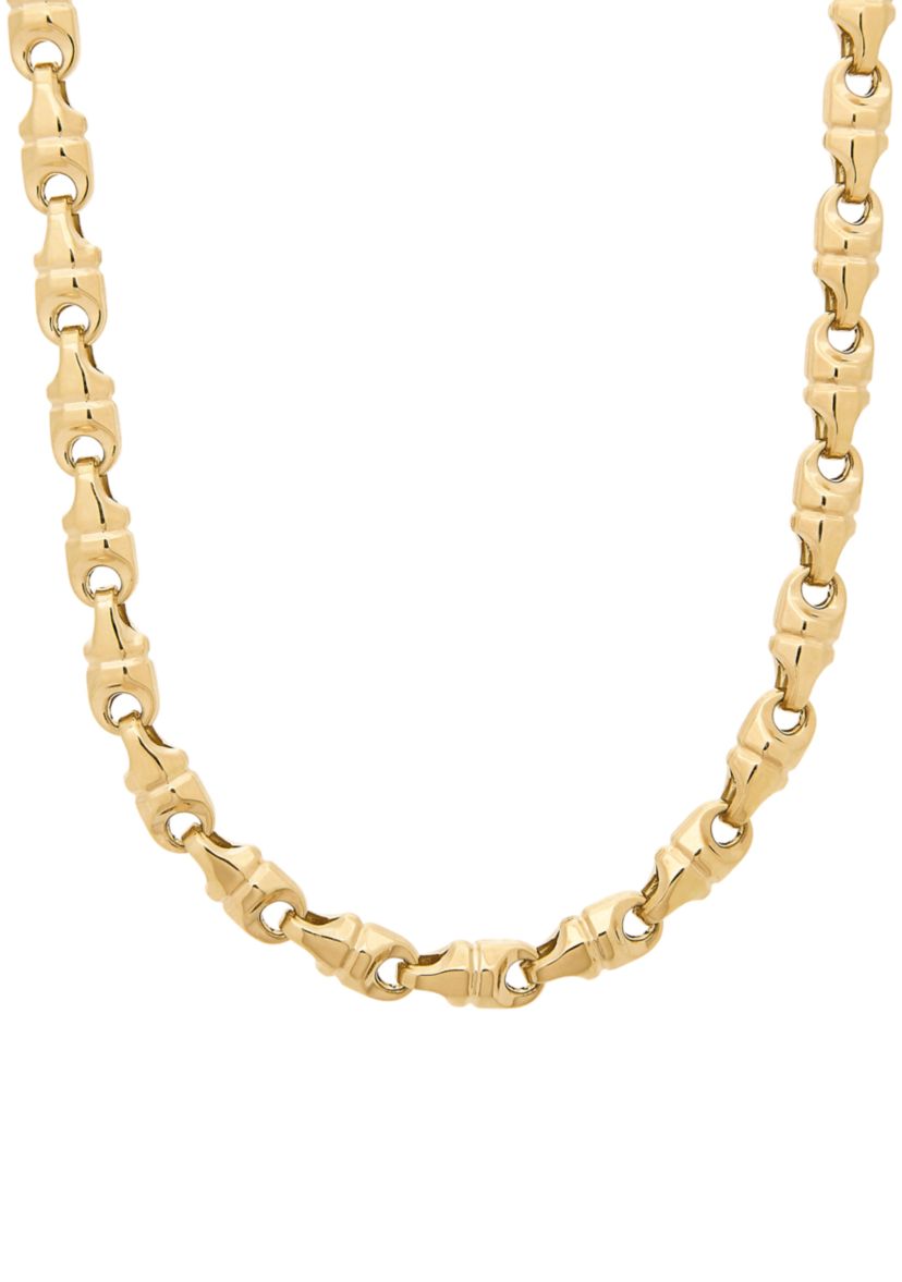 Mens Diamond Cut Link Chain Necklace in 10k Yellow Gold