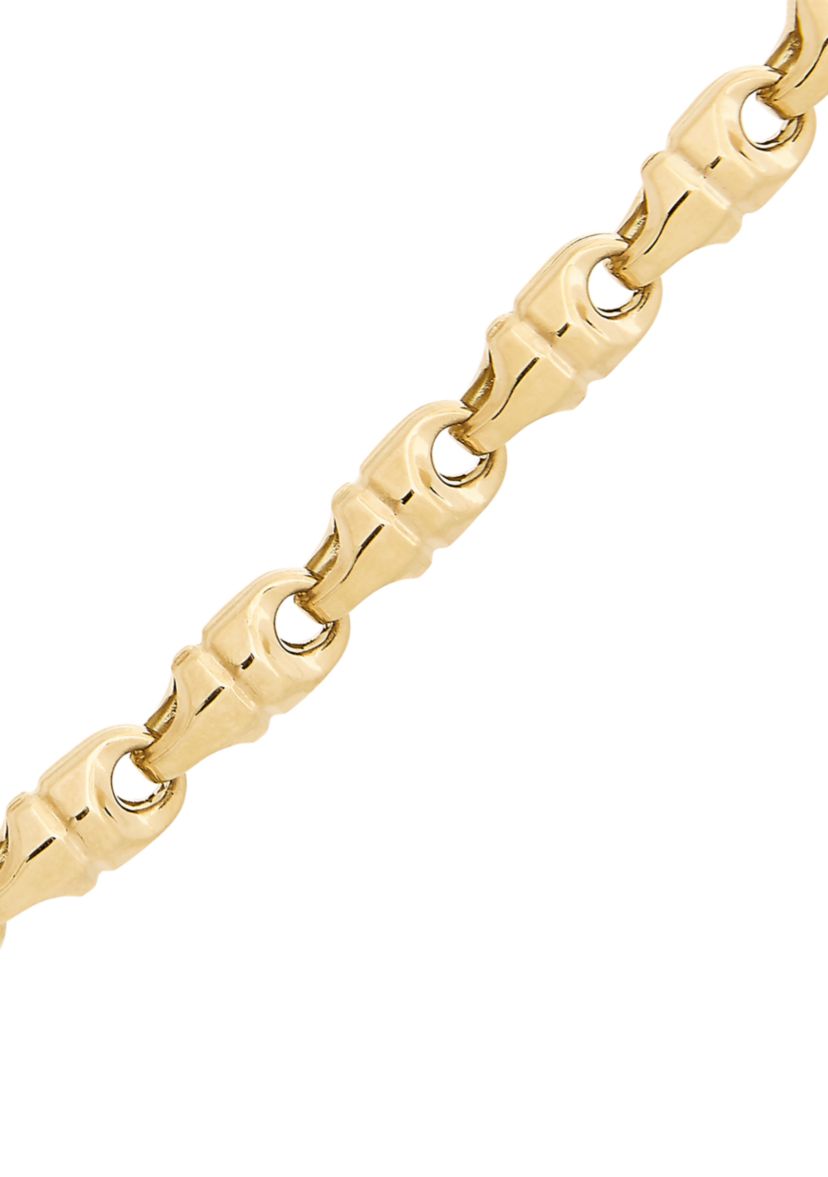 Mens Diamond Cut Link Chain Necklace in 10k Yellow Gold