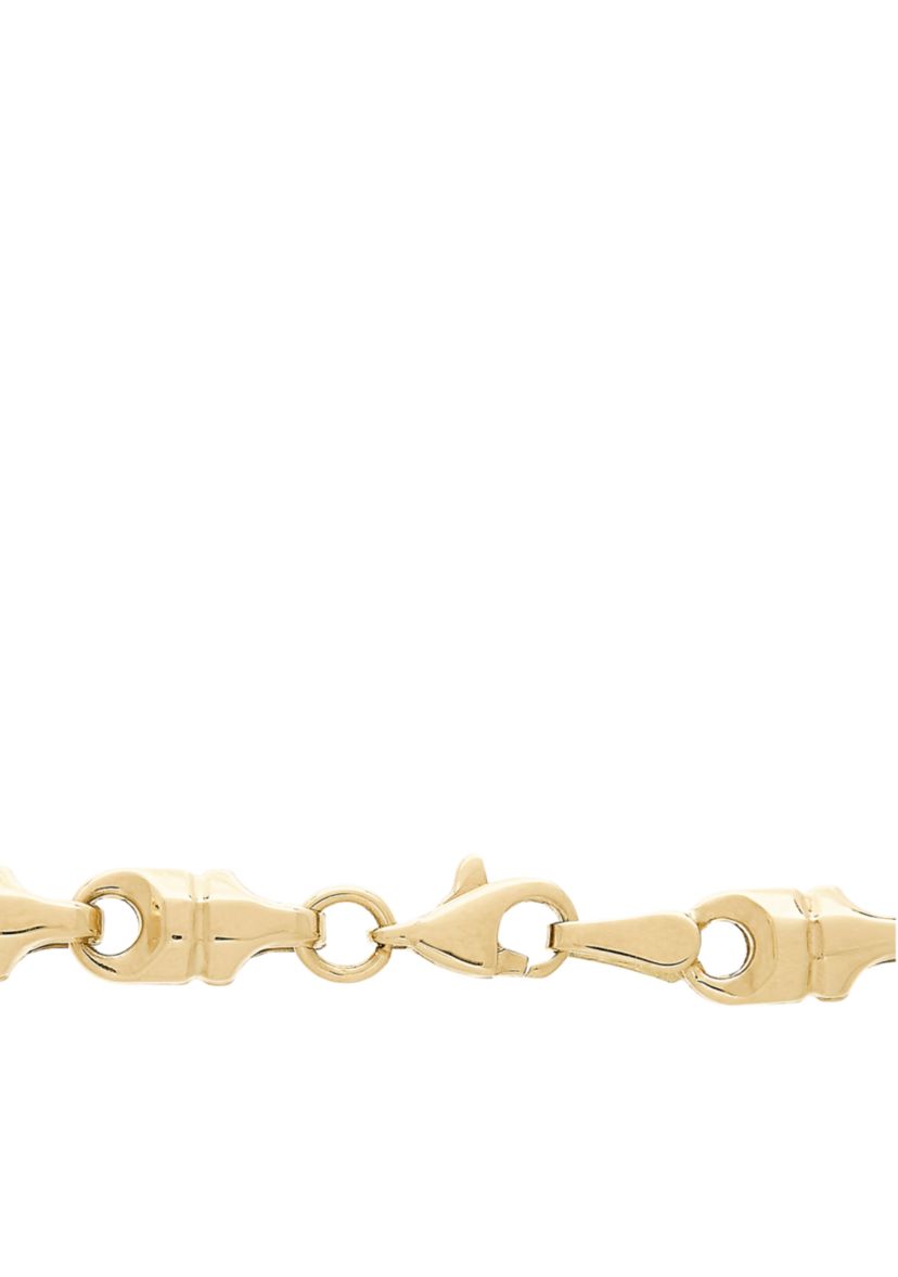 Mens Diamond Cut Link Chain Necklace in 10k Yellow Gold