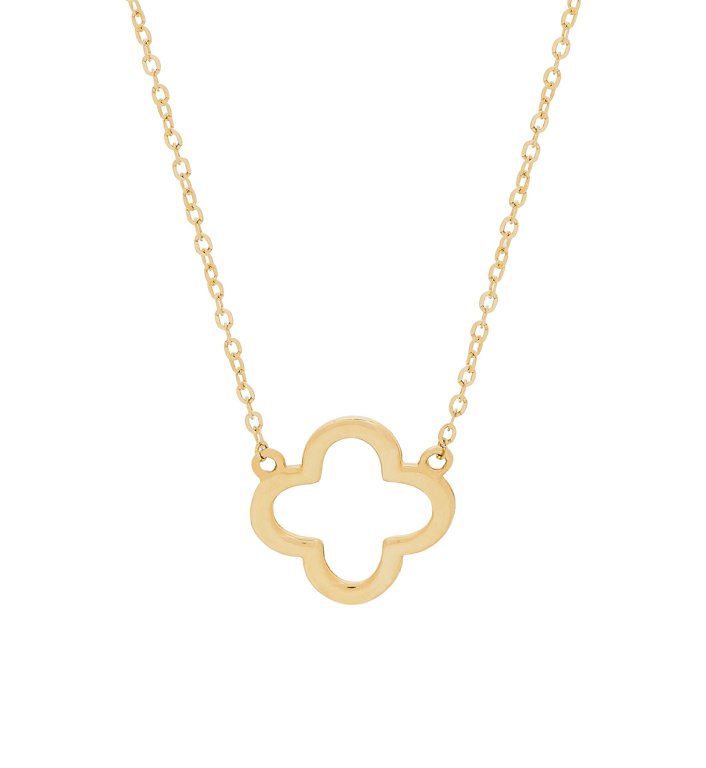 Polished Flower Necklace in 10k Yellow Gold 