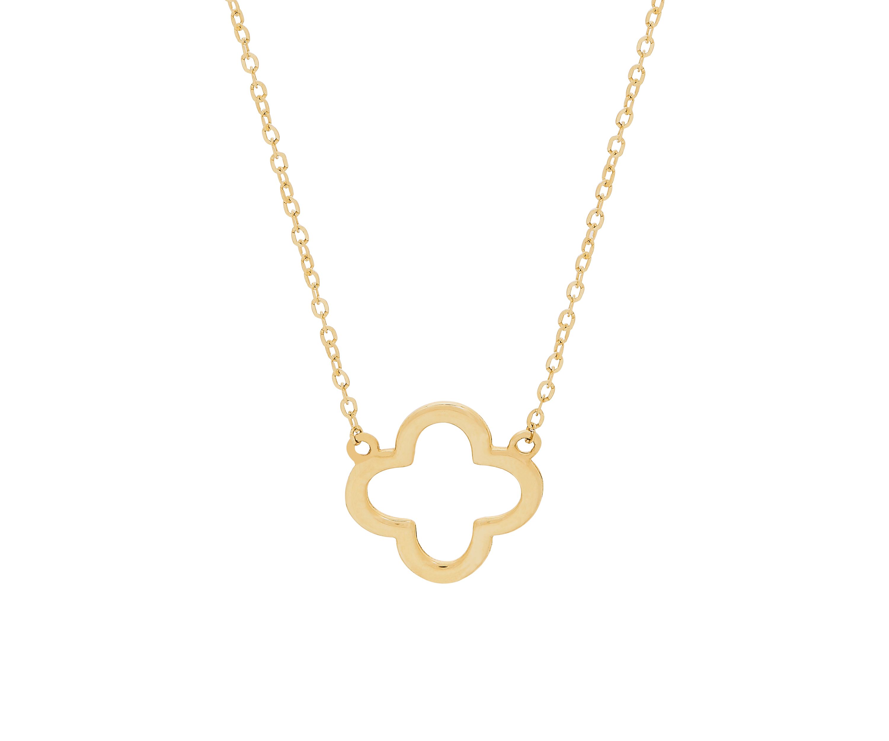 Polished Flower Necklace in 10k Yellow Gold 