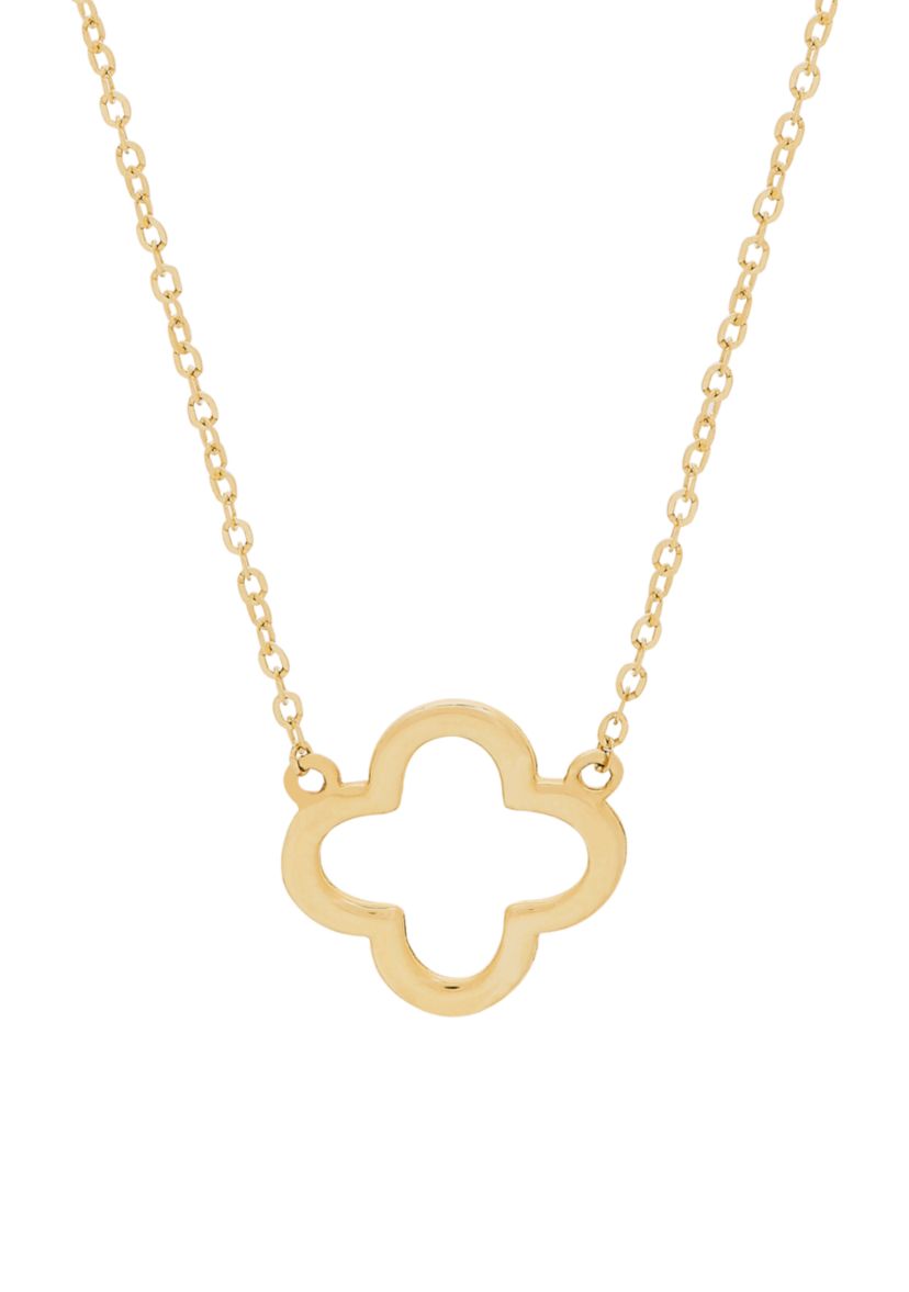 Polished Flower Necklace in 10k Yellow Gold 