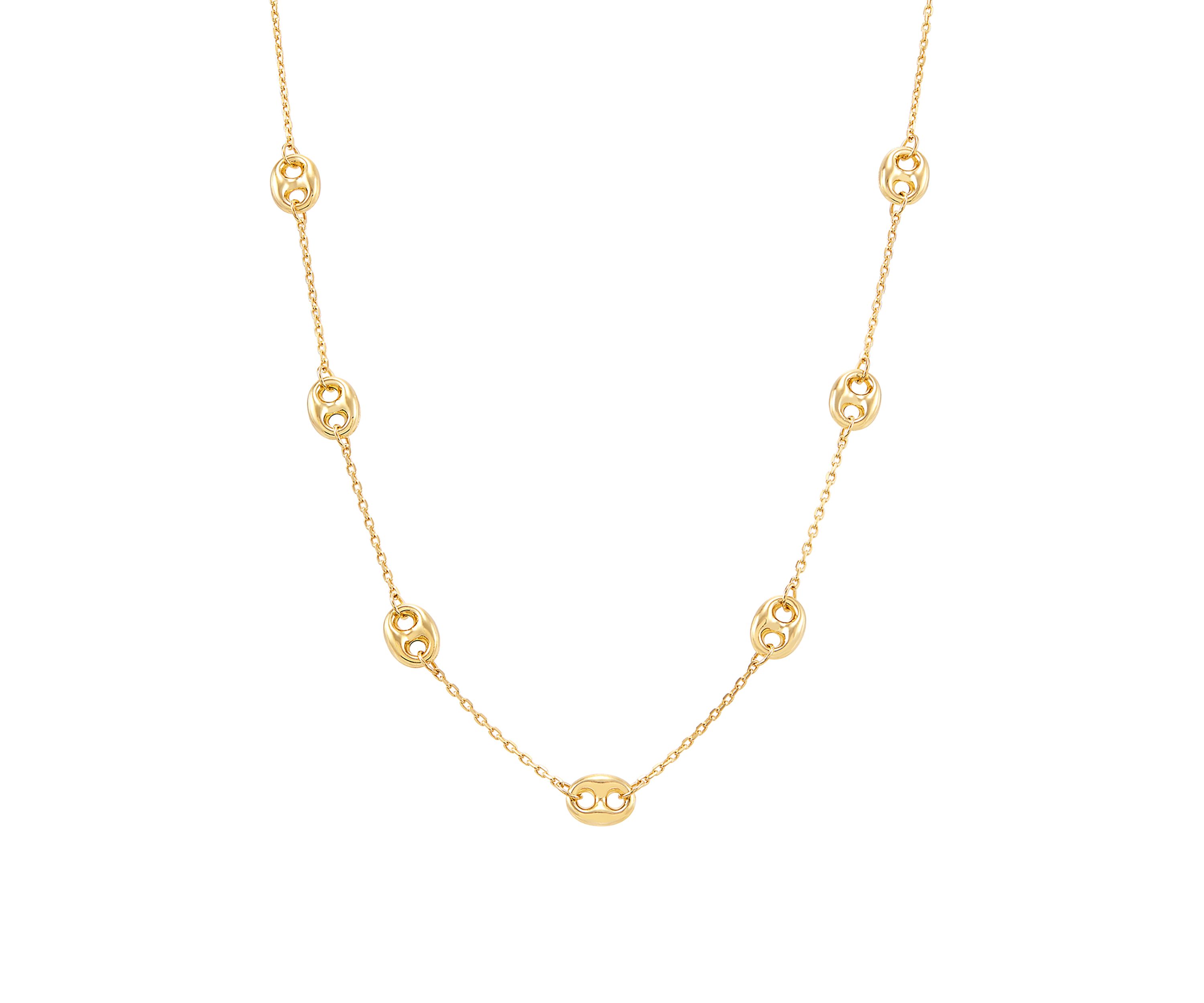 Mariner Links Station Necklace in 10K Yellow Gold
