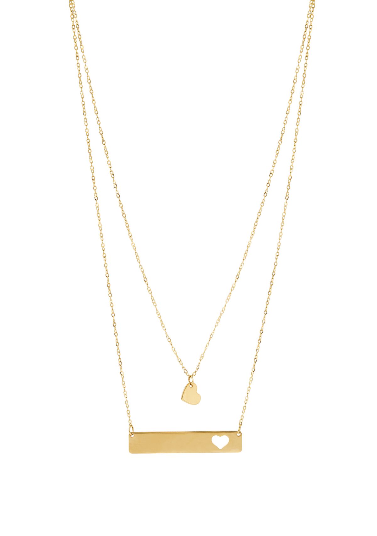 Heart Bar Cable Chain Necklace in 10k Yellow Gold