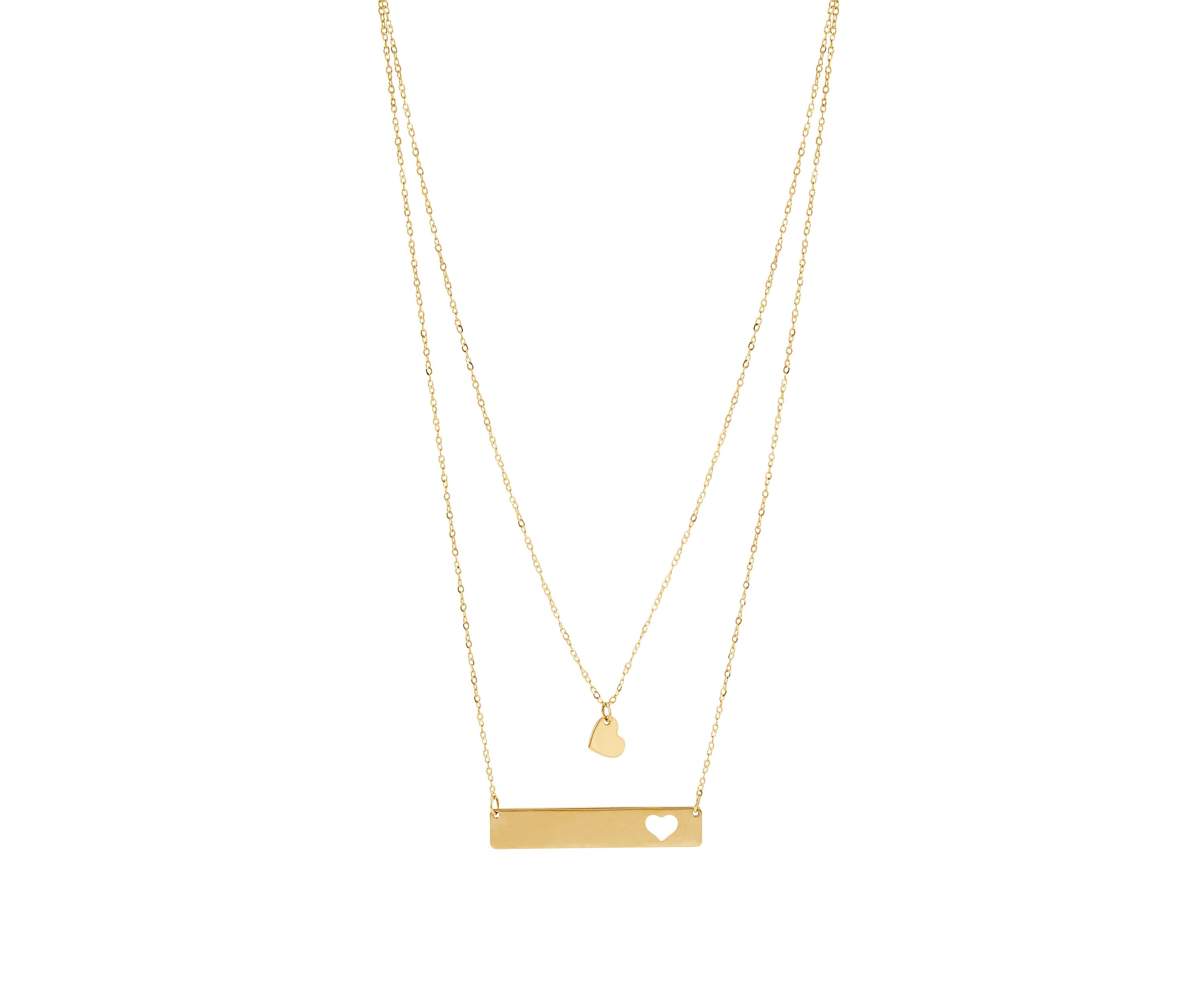 Heart Bar Cable Chain Necklace in 10k Yellow Gold
