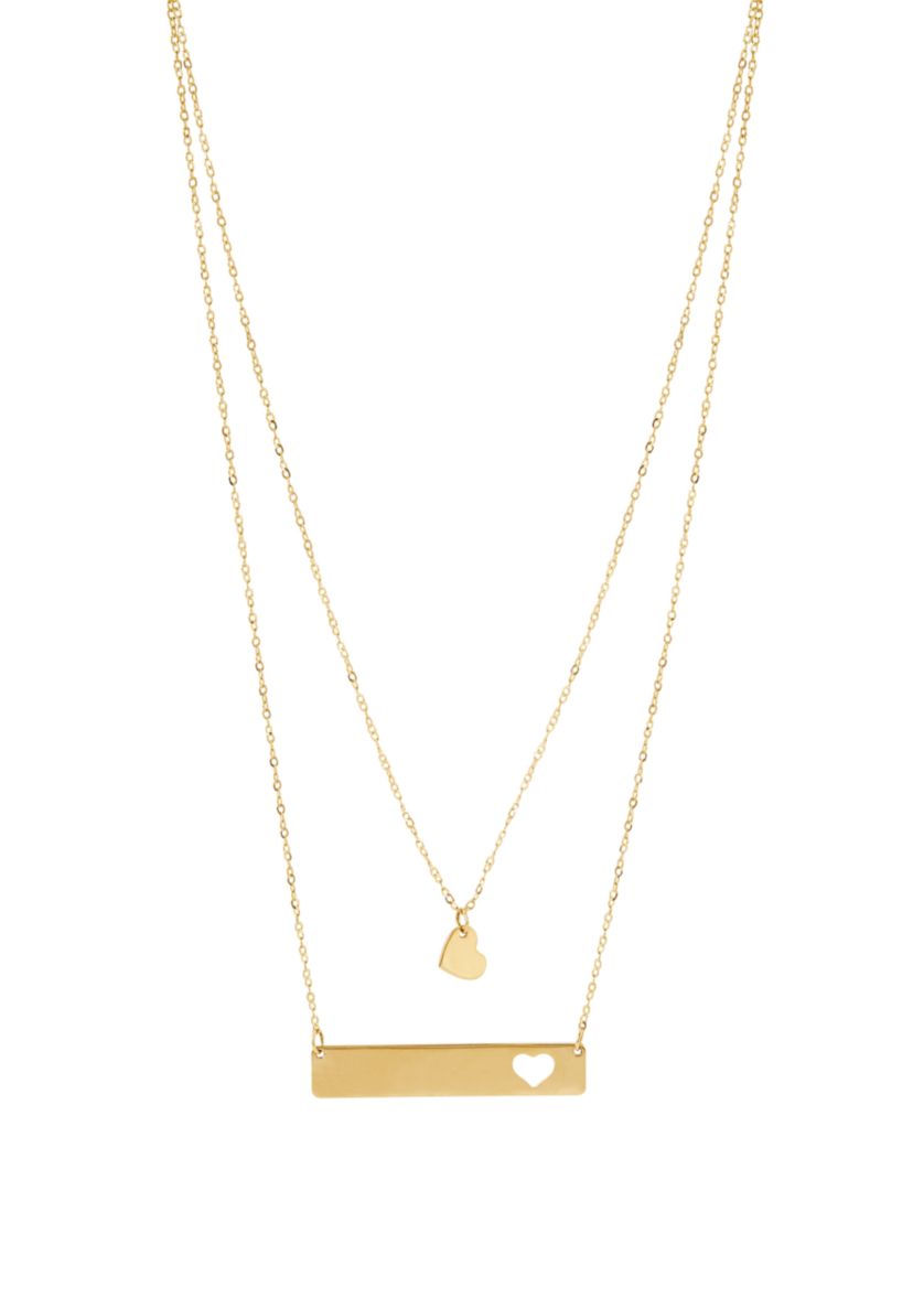 Heart Bar Cable Chain Necklace in 10k Yellow Gold