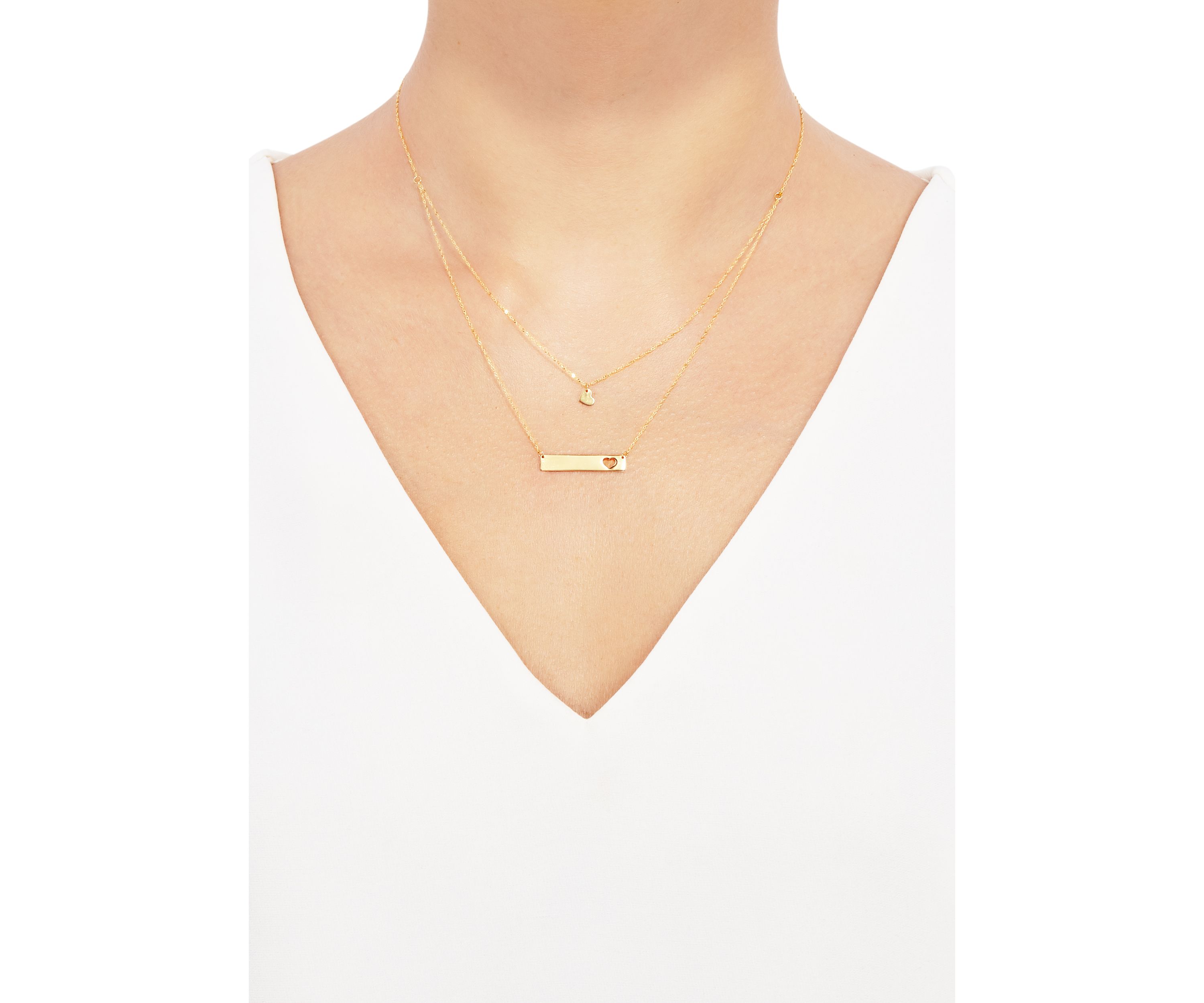 Heart Bar Cable Chain Necklace in 10k Yellow Gold
