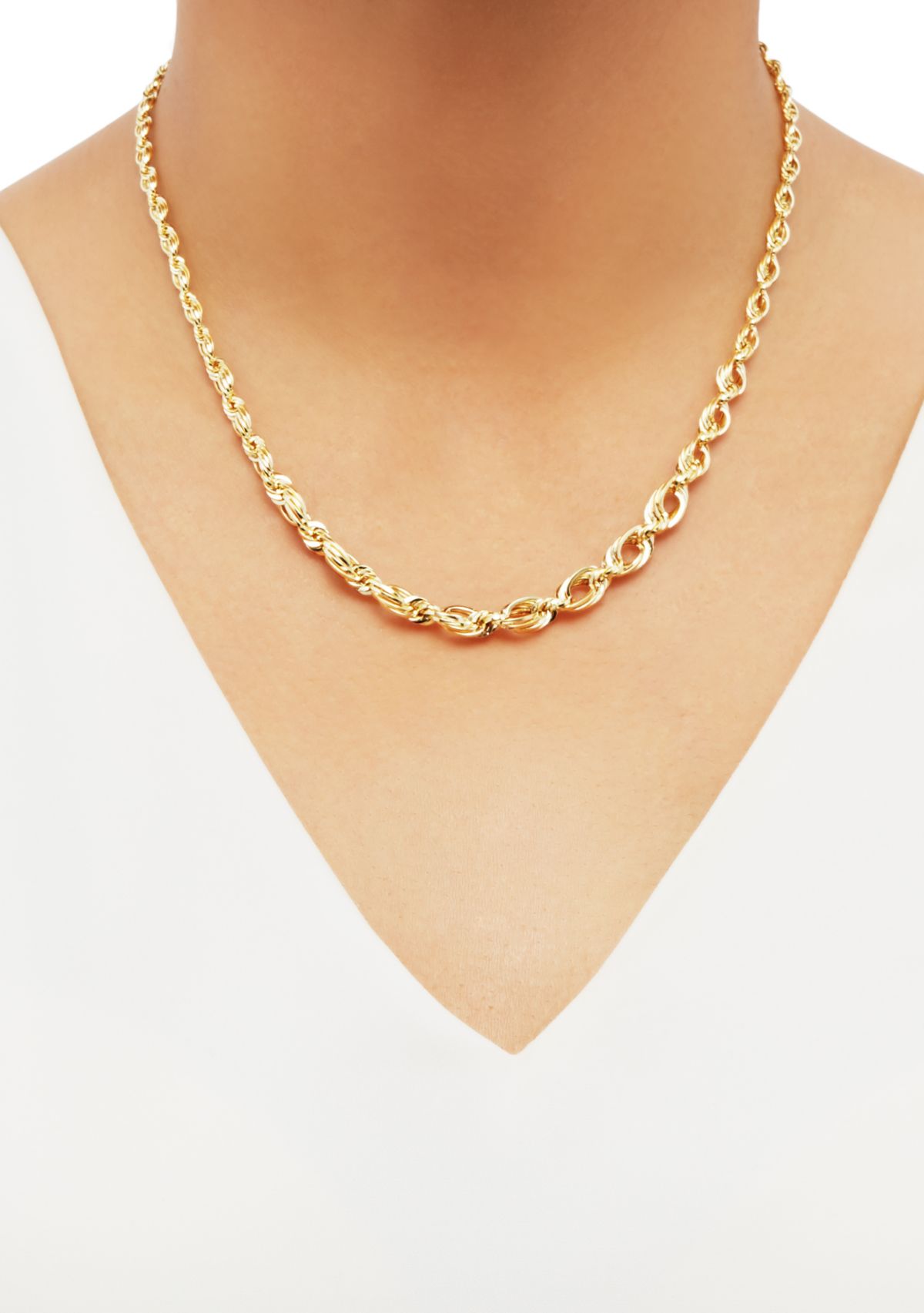 Open Oval Rope Chain in 10K Yellow Gold 