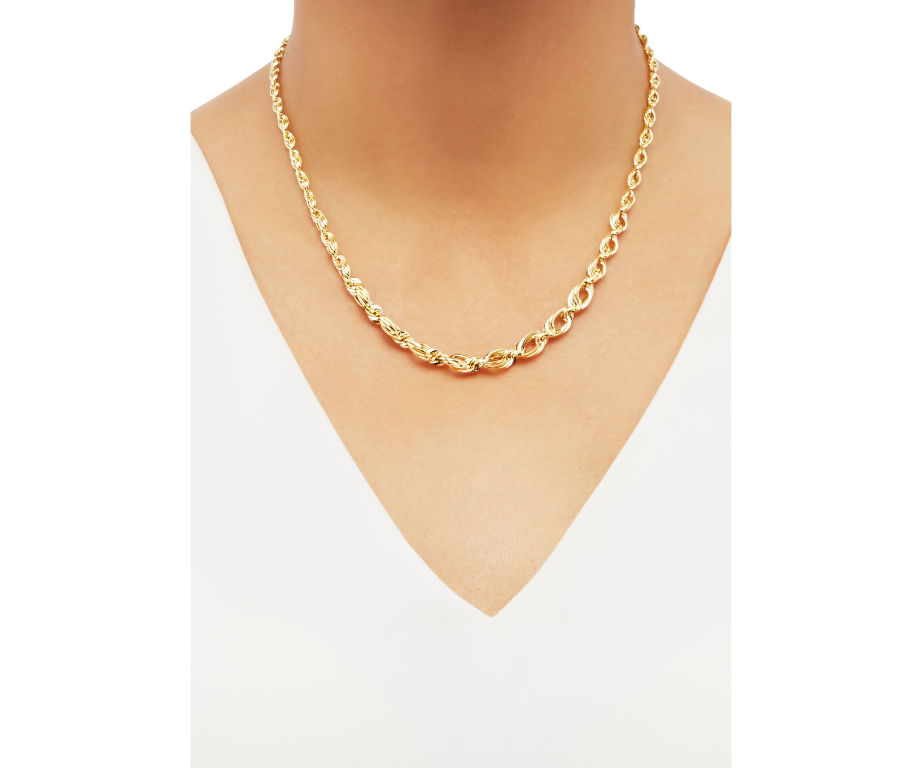 Open Oval Rope Chain in 10K Yellow Gold 