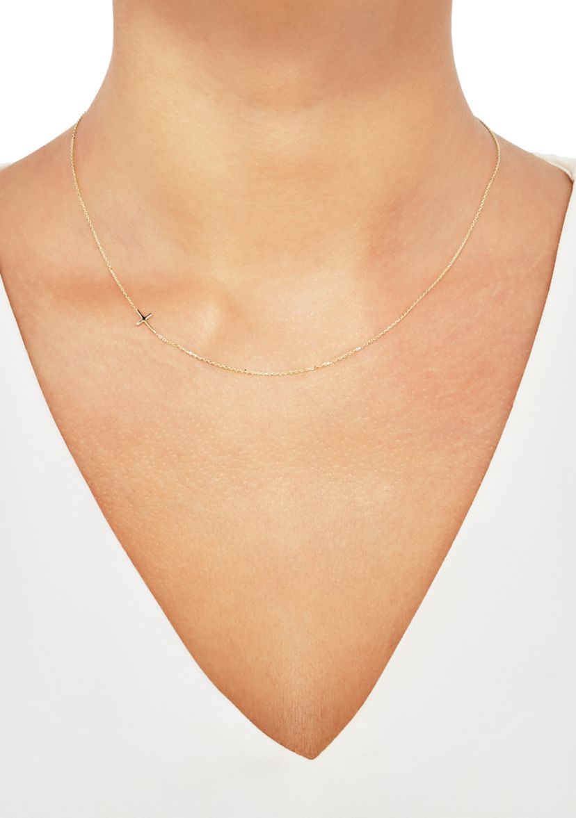 Cross Chain Necklace in 10K Yellow Gold 