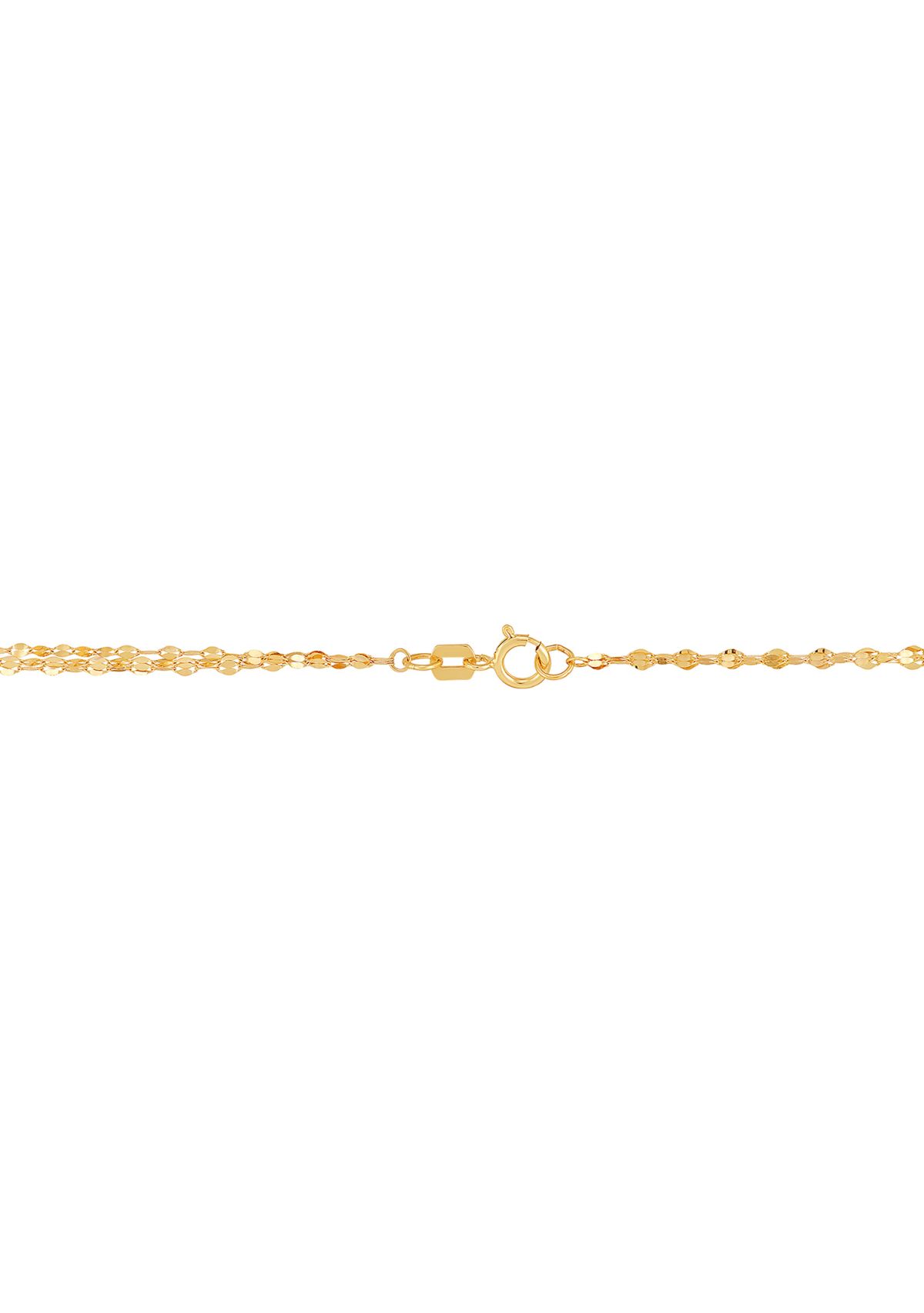 Triple Row Mirror Chain Necklace in 10K Yellow Gold