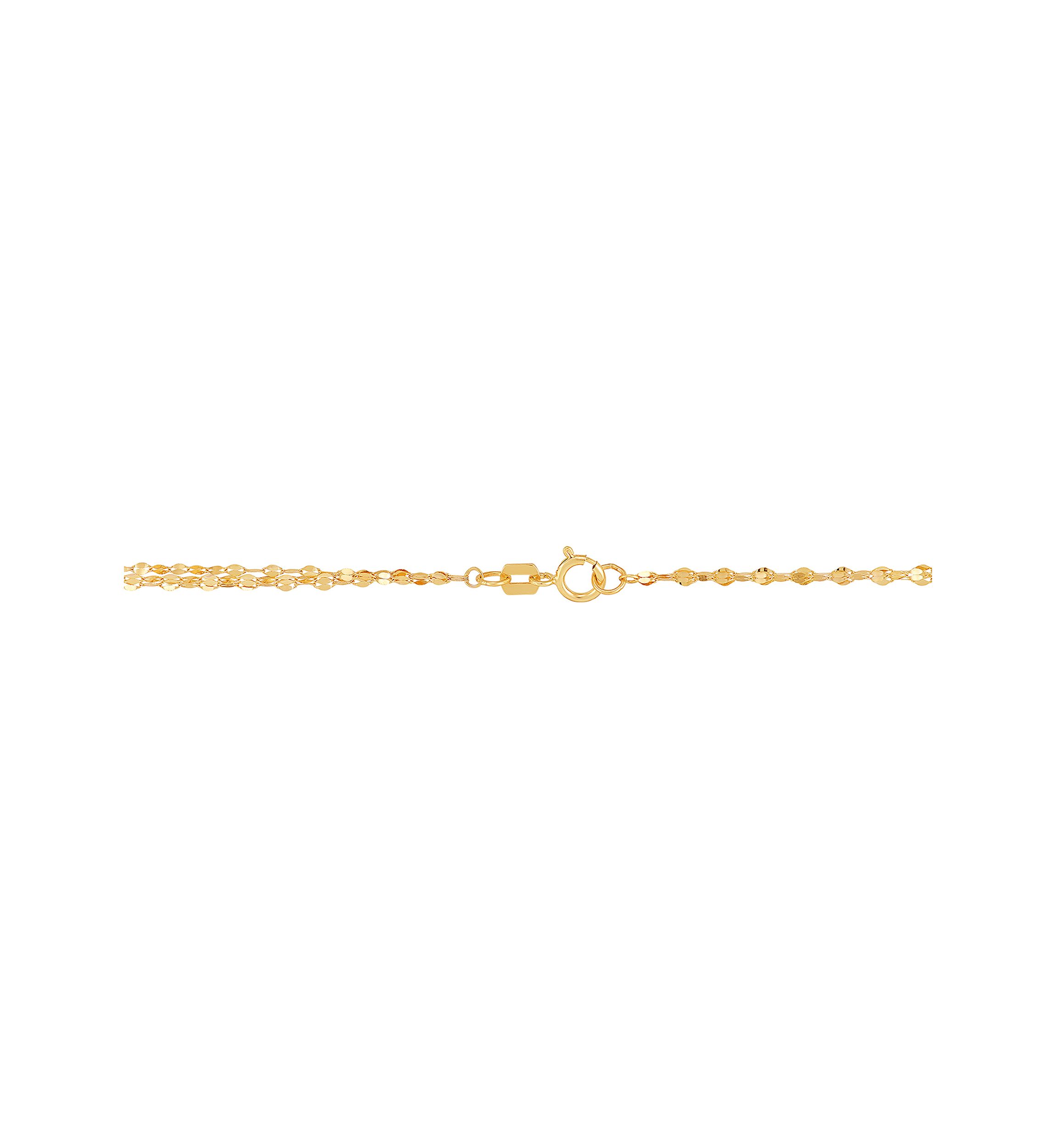 Triple Row Mirror Chain Necklace in 10K Yellow Gold