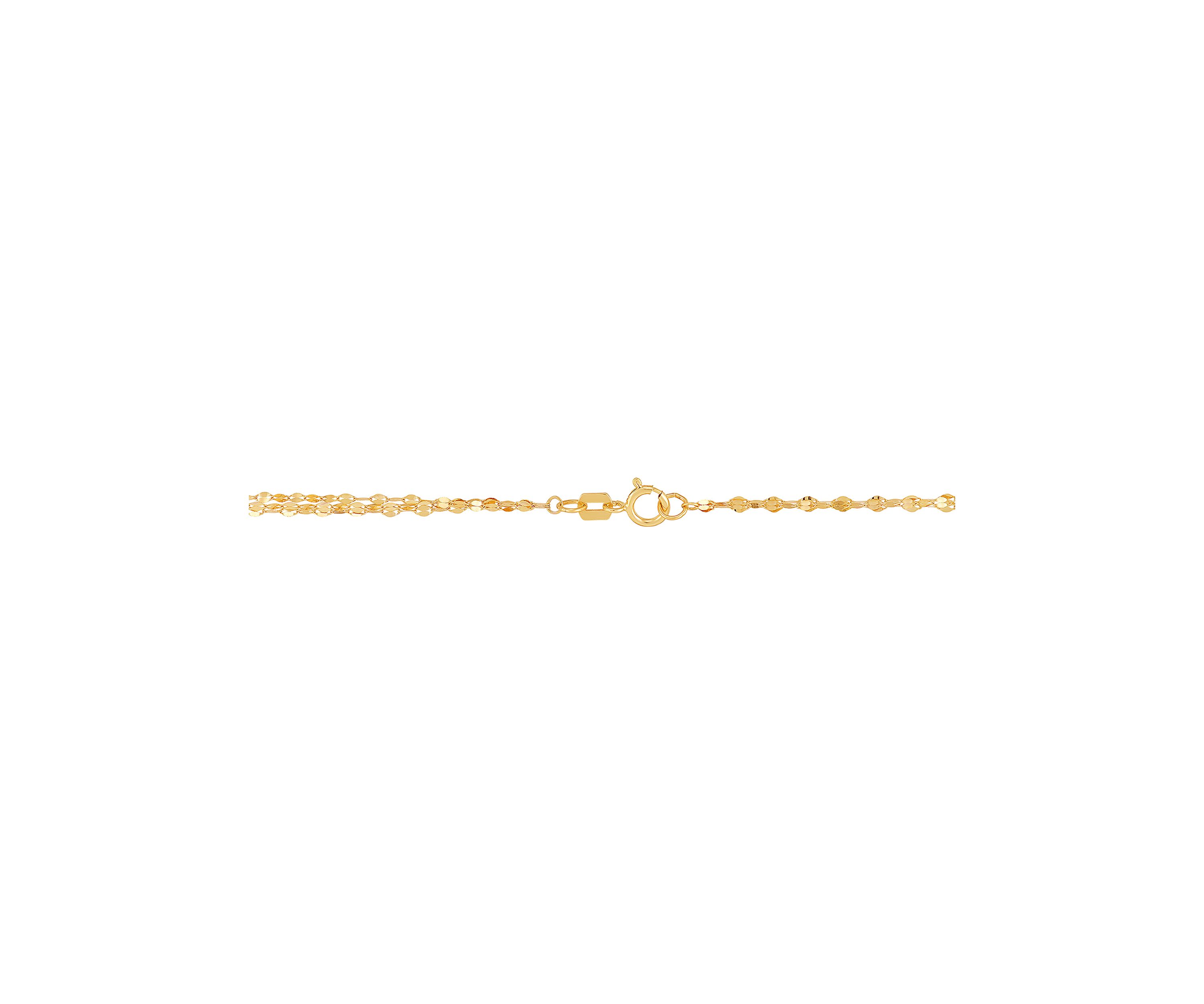 Triple Row Mirror Chain Necklace in 10K Yellow Gold