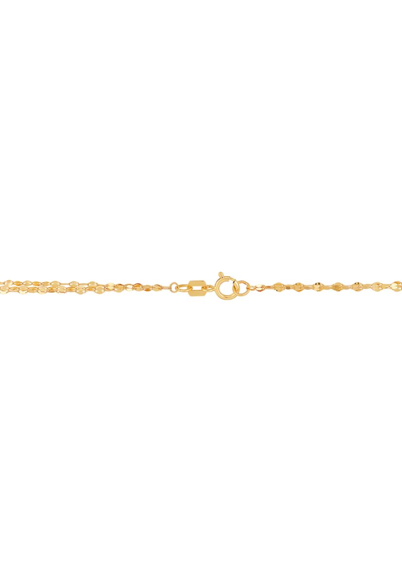 Triple Row Mirror Chain Necklace in 10K Yellow Gold