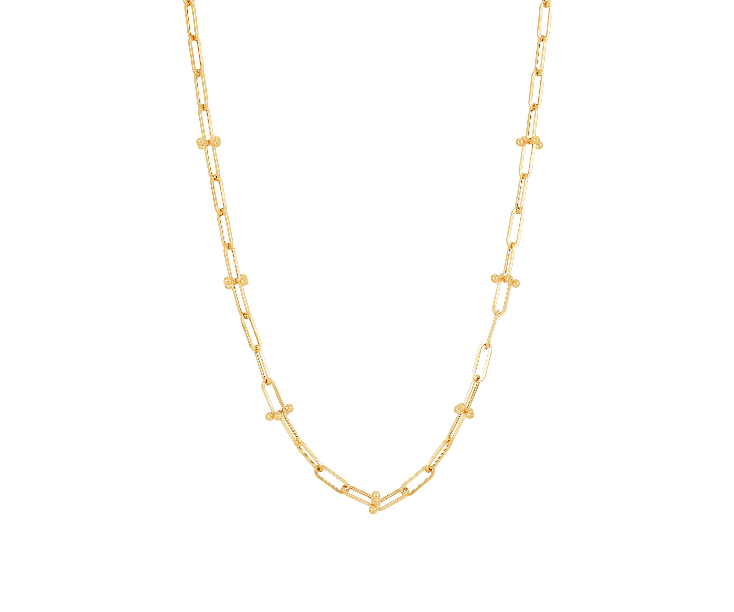 Bead Station on Paperclip Chain in 10K Yellow Gold