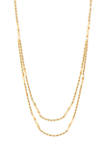 Hollow Double Layered Tube Station Necklace in 10K Yellow Gold