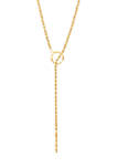 Hollow Lariat with Center Circle Tube Drop Necklace in 10K Yellow Gold