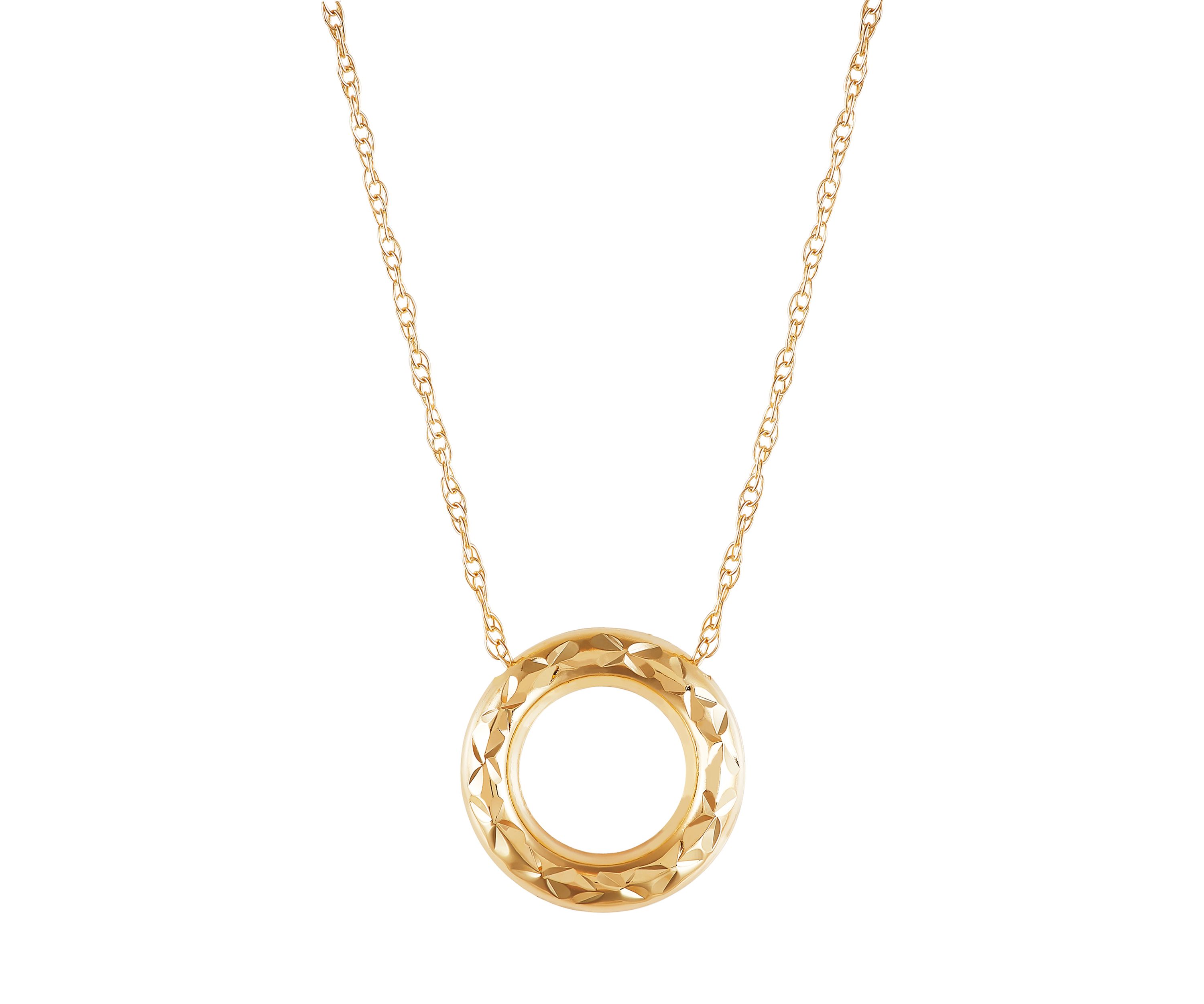 Circle Dangle Necklace in 10K Yellow Gold