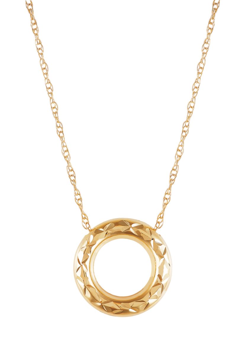 Circle Dangle Necklace in 10K Yellow Gold