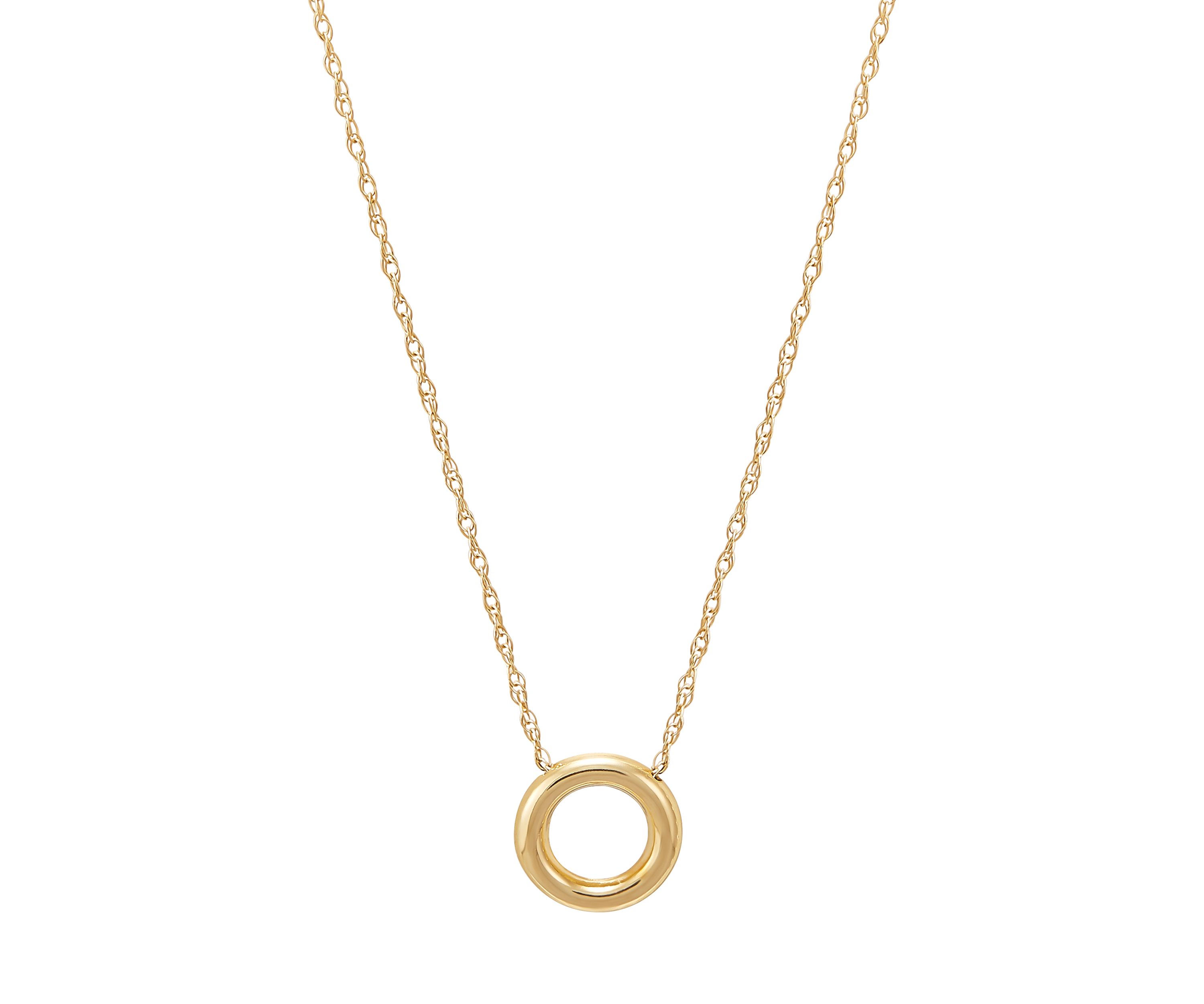 Circle Dangle Necklace in 10K Yellow Gold