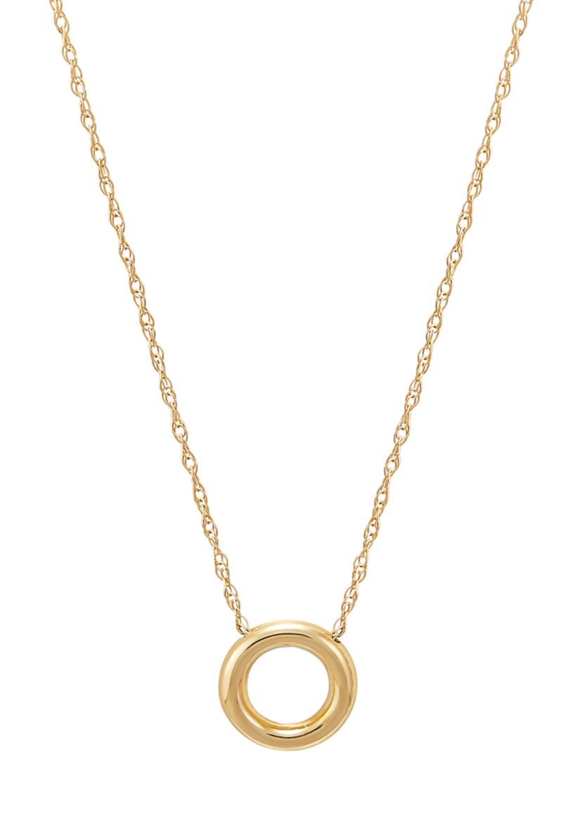 Circle Dangle Necklace in 10K Yellow Gold