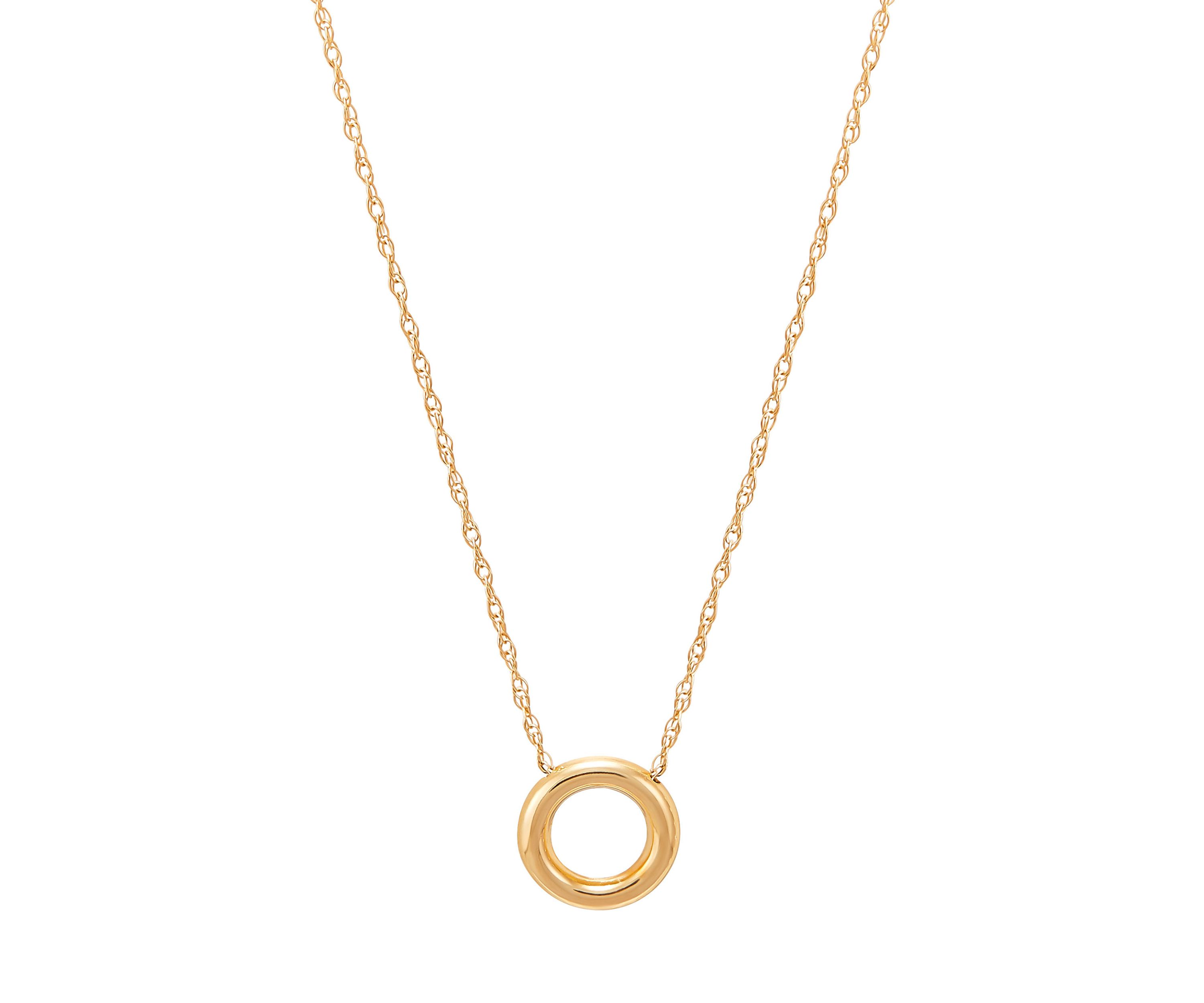 Circle Dangle Necklace in 10K Yellow Gold