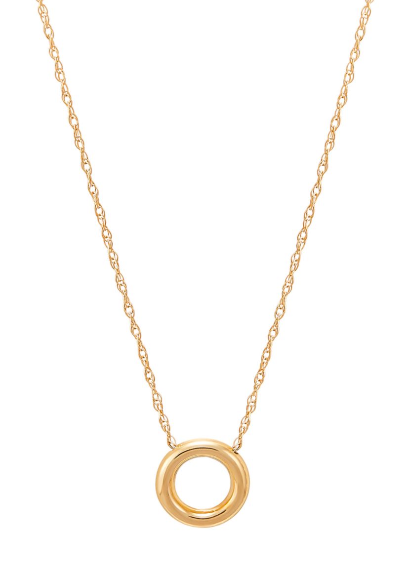 Circle Dangle Necklace in 10K Yellow Gold