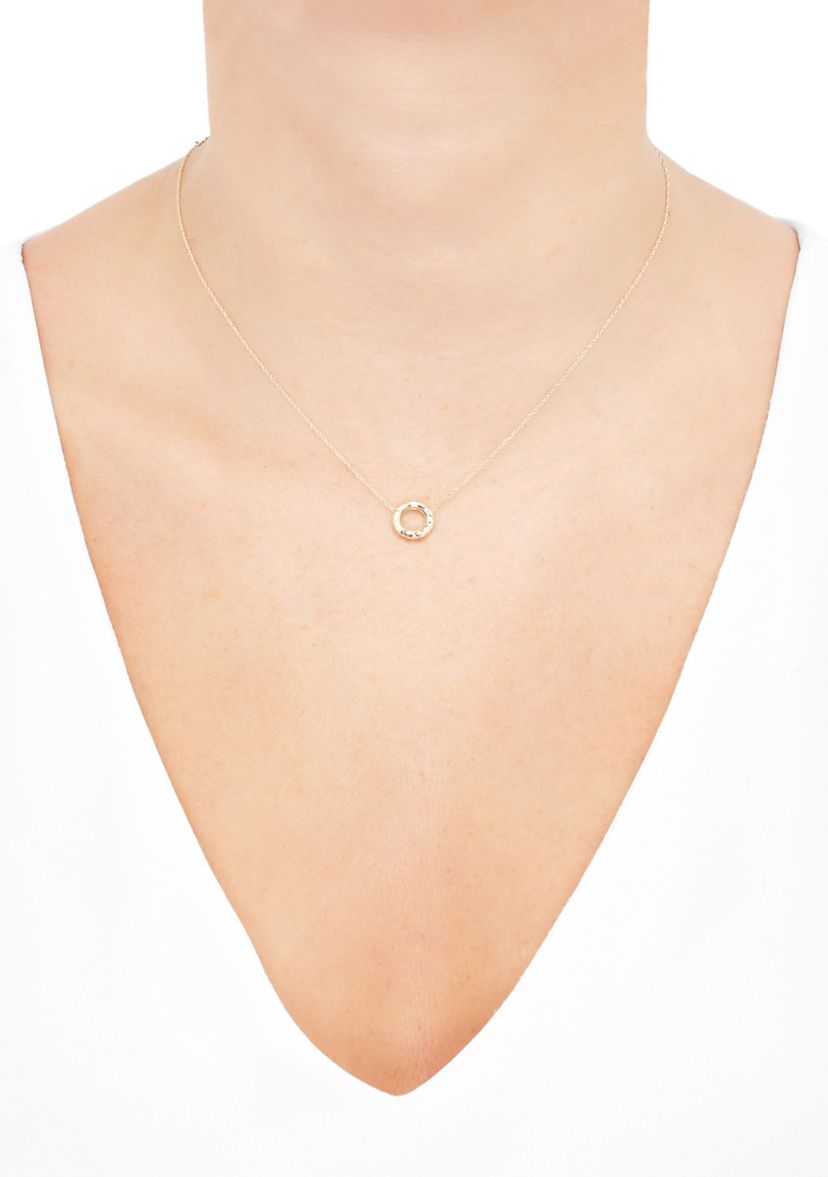 Circle Dangle Necklace in 10K Yellow Gold