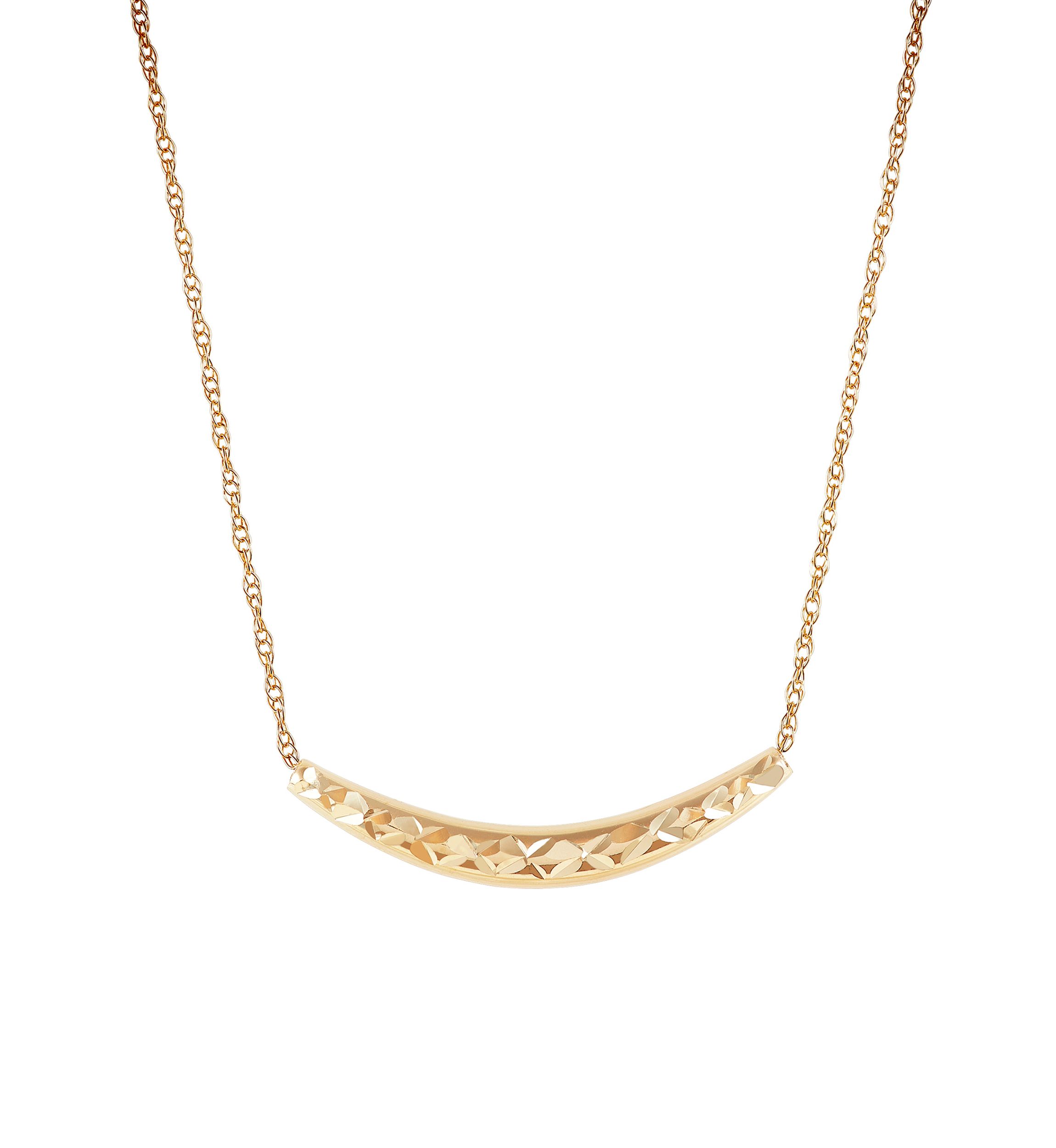 Curve Bar Dangle Necklace in 10K Yellow Gold